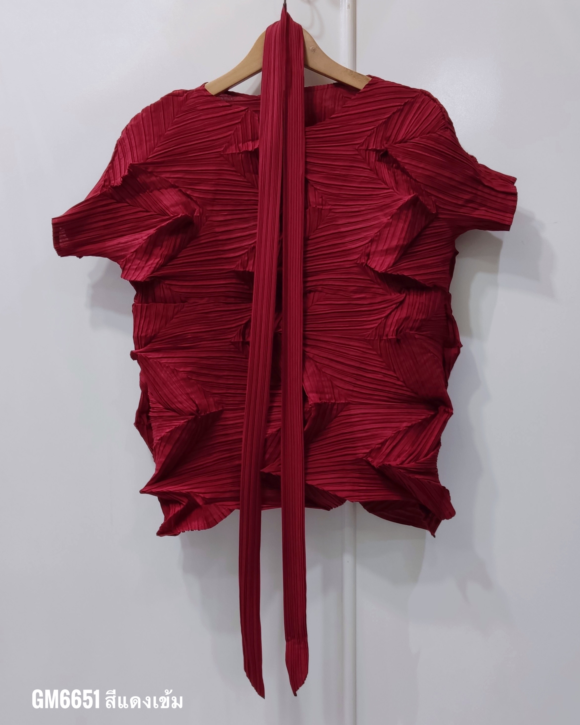 อกถึง 42 นิ้ว 2MUAY รุ่น GM6651 เสื้ออัดพลีท SHORT SLEEVE ZIG ZAG PLEATED TOP 15 สี FREE SIZE