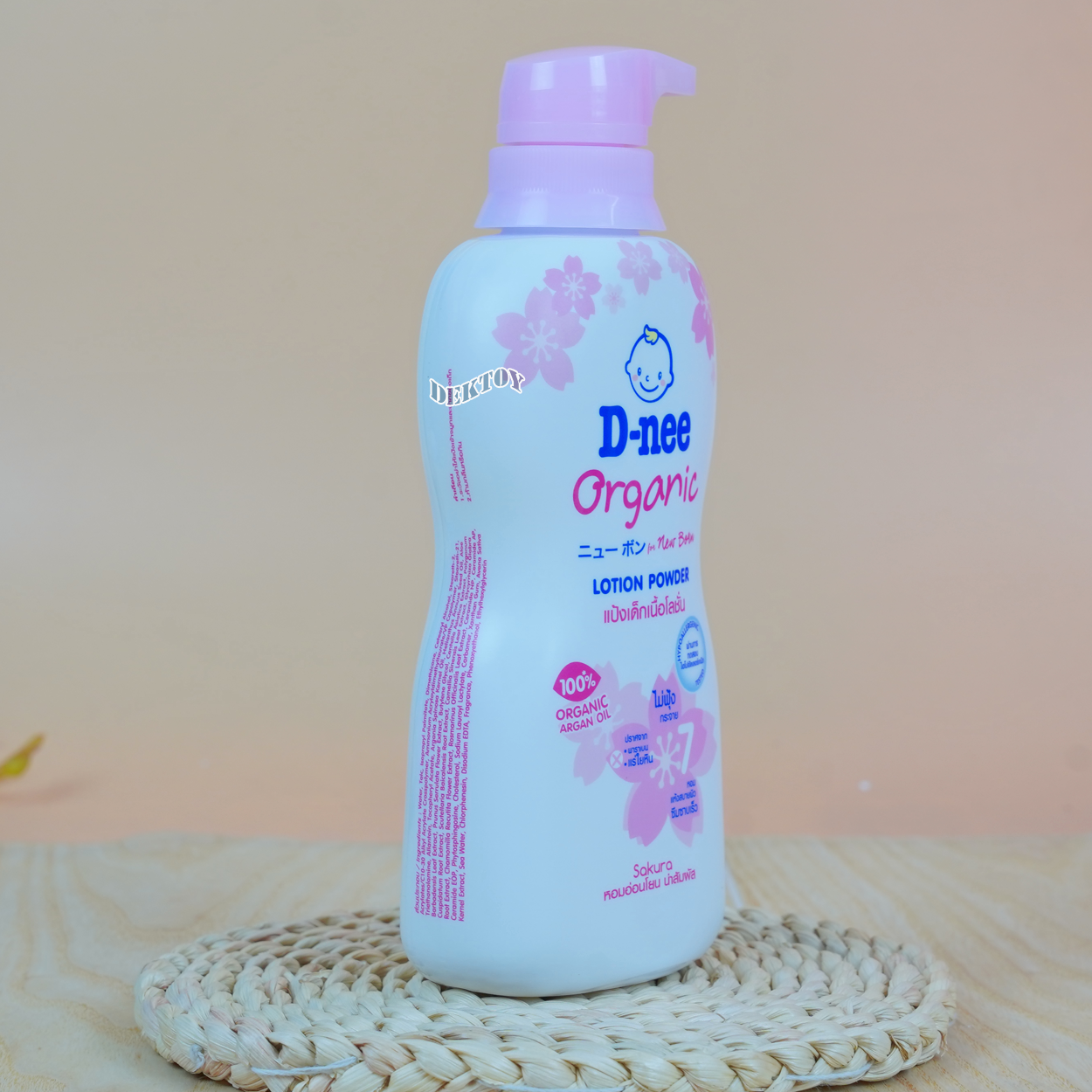 D-nee ดีนี่ แป้งเด็กเนื้อโลชั่น ดีนี่ ออร์แกนิค ฟอร์นิวบอร์น โลชั่น พาวเดอร์ 400 มล. กลิ่นซากุระสีชมพู