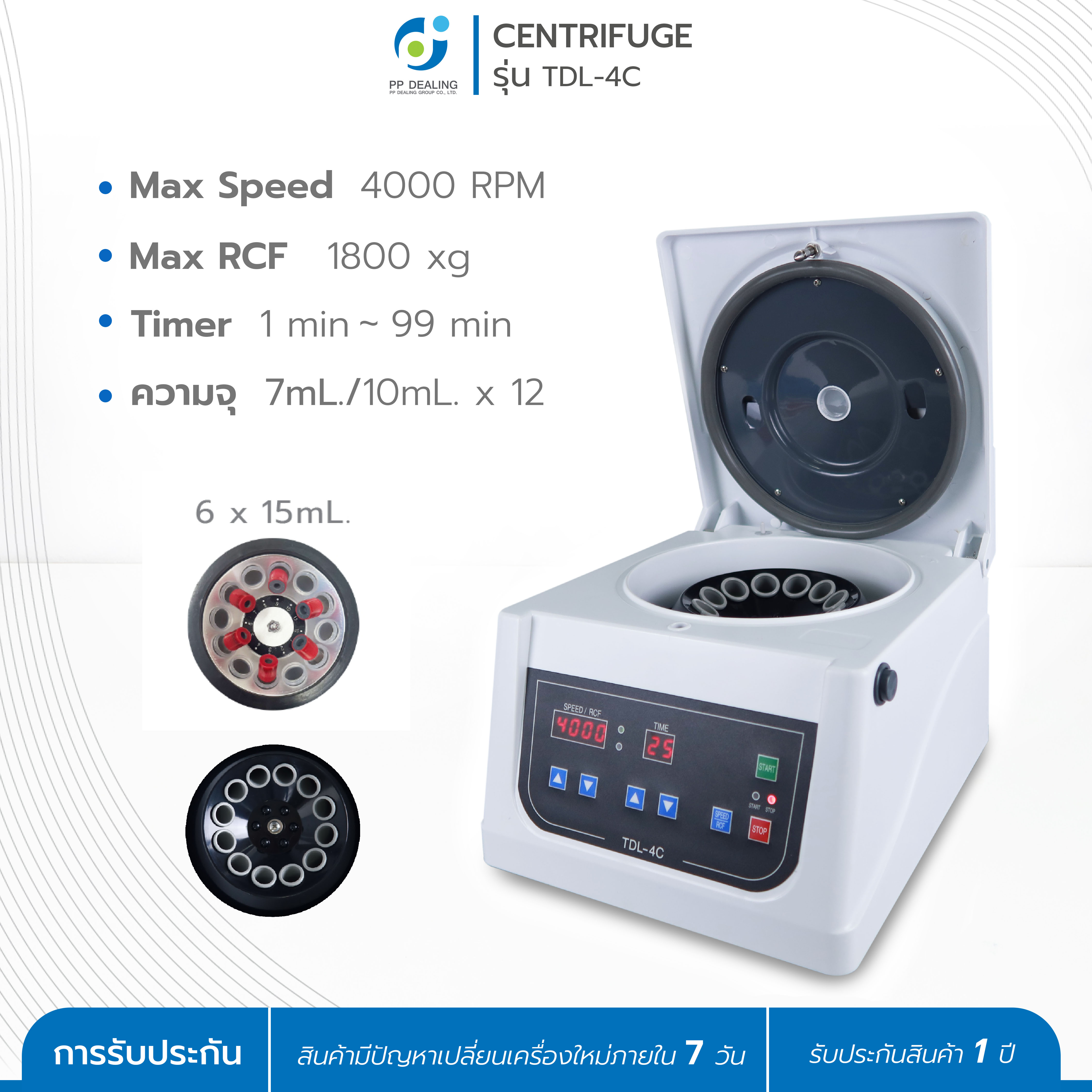 เครื่องปั่นเหวี่ยงตกตะกอน Centrifuge PRP เครื่องหมุนเหวี่ยงเลือด รุ่น TDL-4C ขนาด15ml x 6 ,10ml x 12