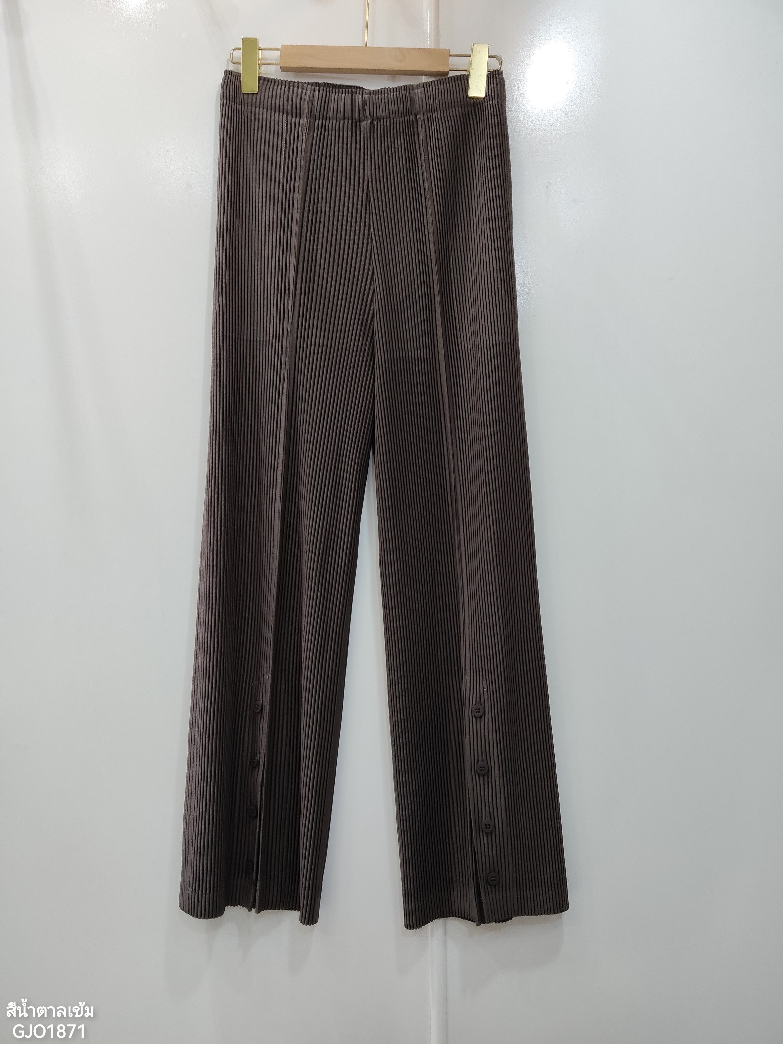 ยาว 38.5 นิ้ว 2MUAY รุ่น GJO1871 กางเกงพลีทคุณภาพ THICK STRAIGHT LEG SPIT FRONT PLEATED PANTS 10สี FREE SIZE