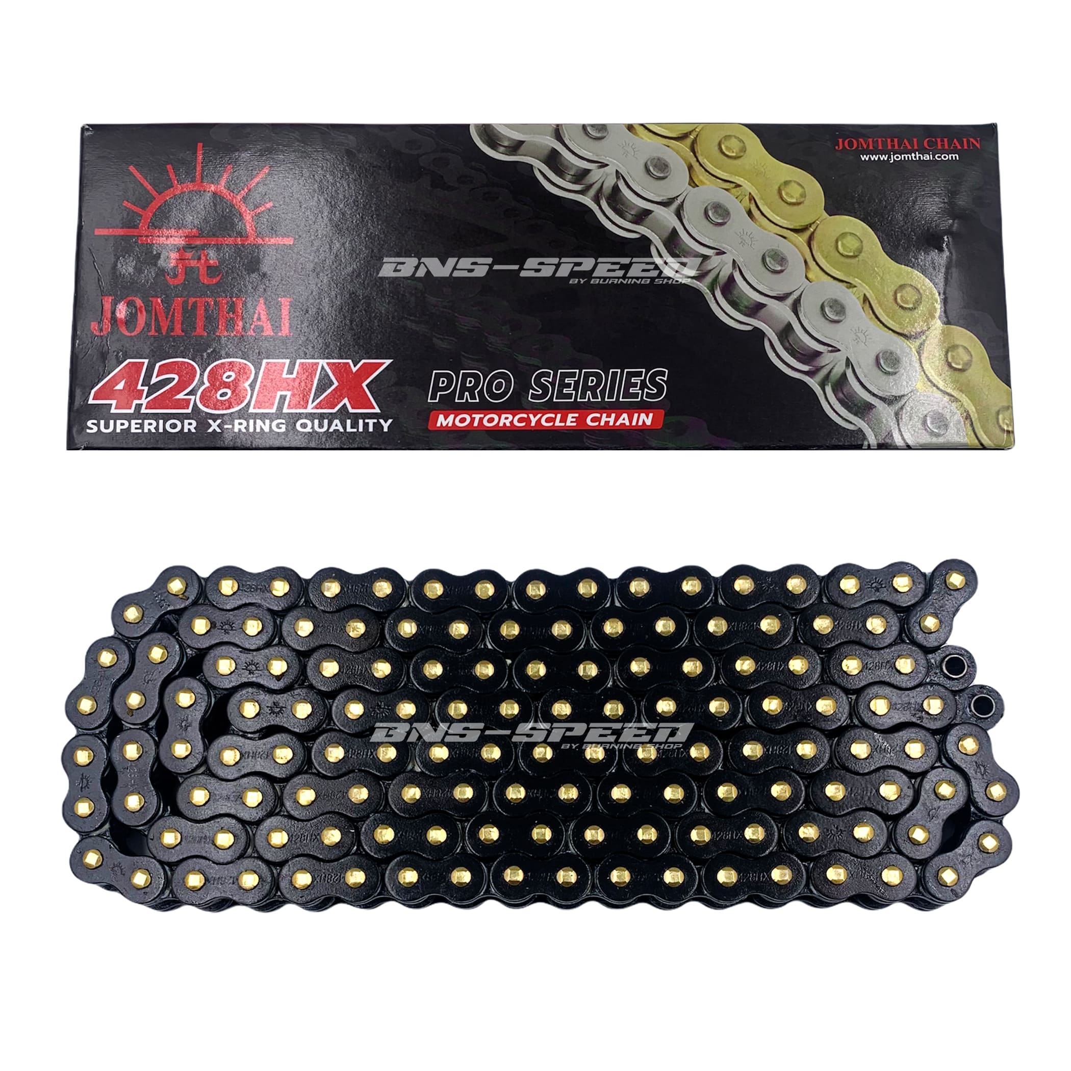 โซ่ Jomthai X-Ring เบอร์ 428HX 136ข้อ HXDGP สีดำหมุดทอง