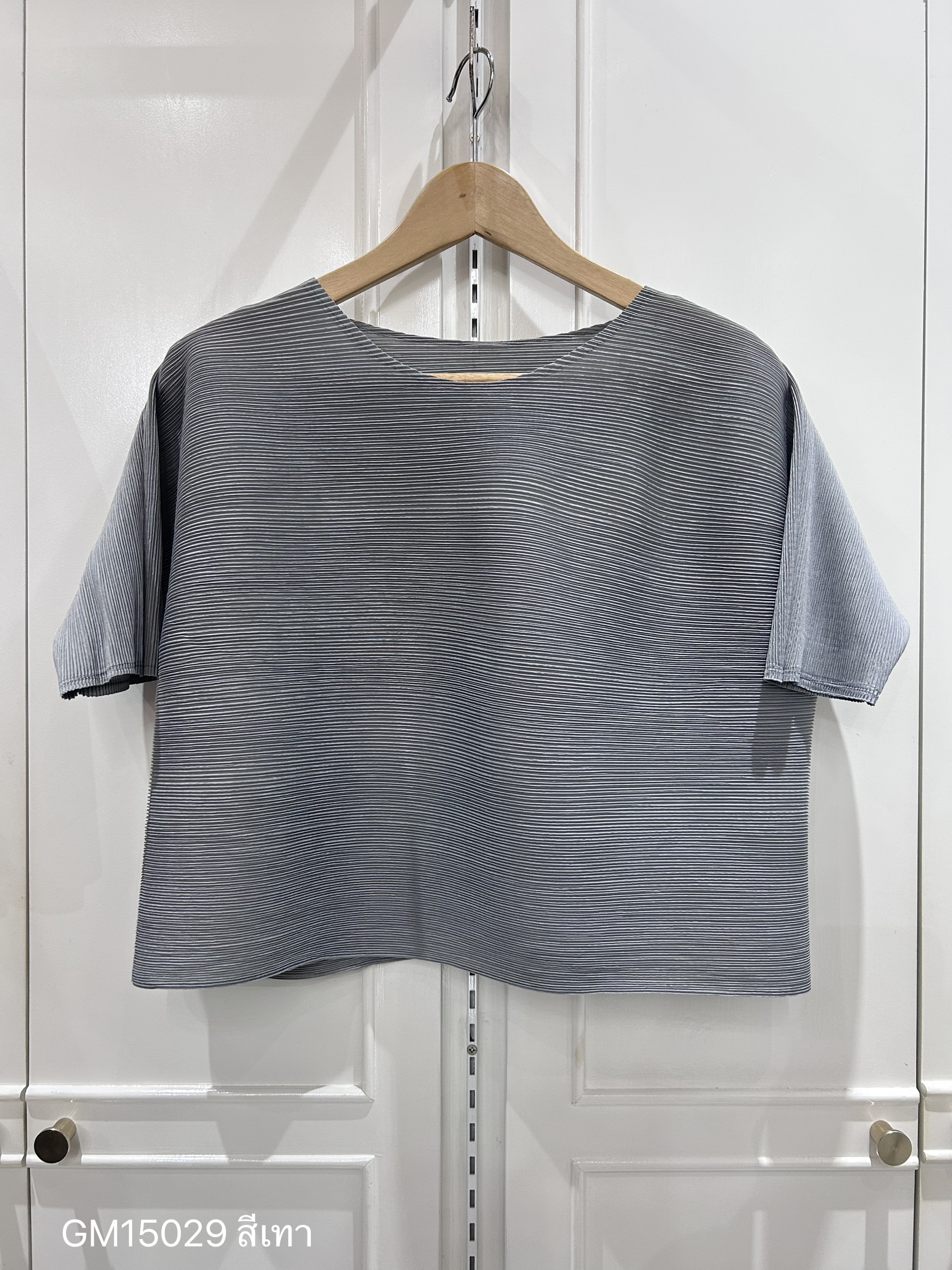 อกถึง48 2MUAY GM15029 เสื้ออัดพลีท SHORT SLEEVE PLEATED TOP 28 สี FREE SIZE