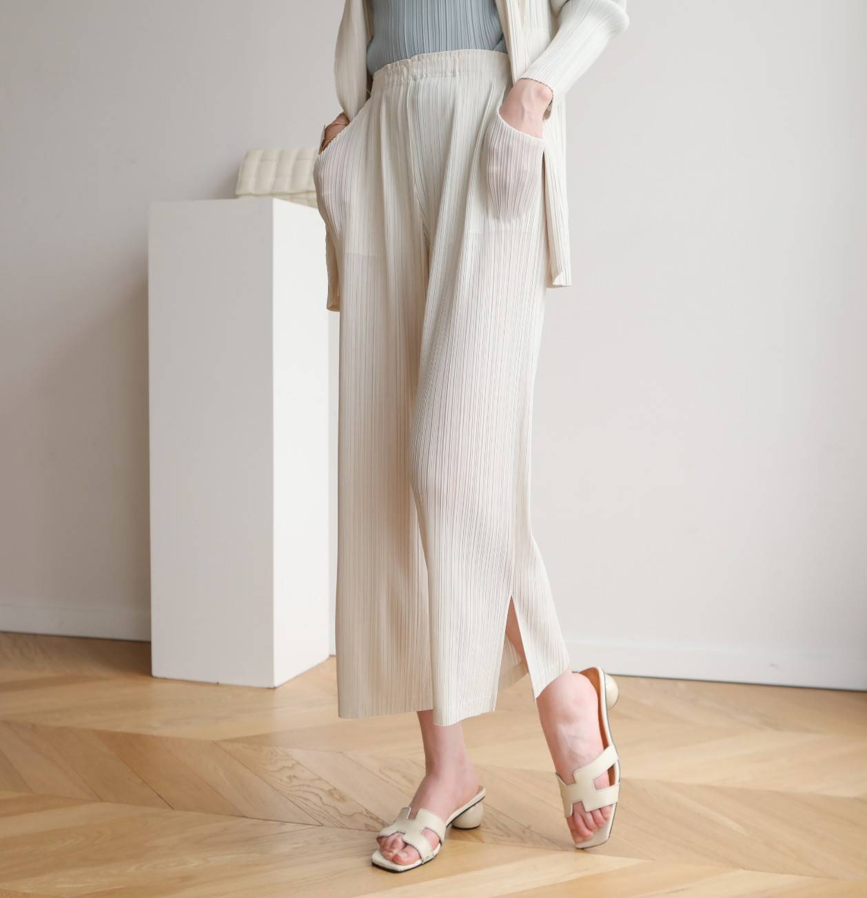 ยาว 35นิ้ว!! 2MUAY BASIC รุ่น GJO7171 กางผู้หญิง กางเกงพลีทคุณภาพ STRAIGHT PLEATED PANTS 16สี FREE SIZE