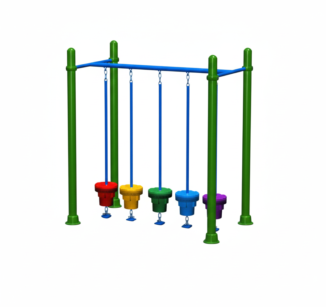 บาร์ปีนป่ายแป้นลูกกลม ทางเดินฝึกทรงตัว เครื่องเล่นสนามกลางแจ้ง เครื่องเล่นสนามเหล็ก สั่งผลิต ขนาด 120x300x200 ซม.