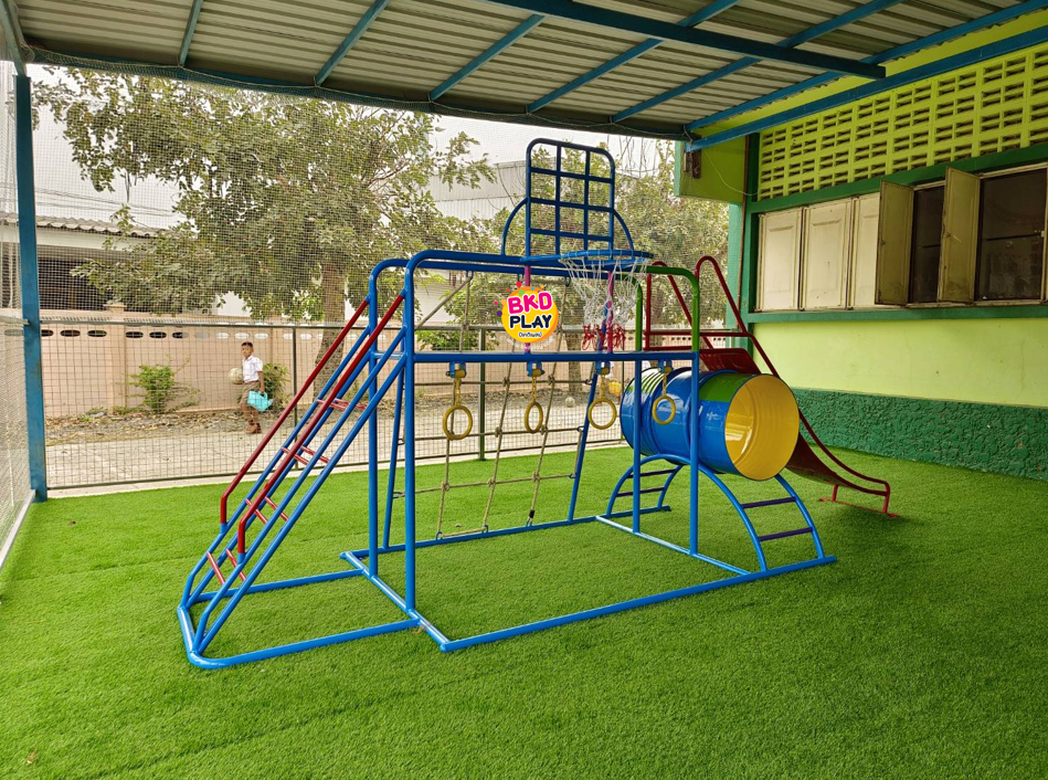 ชุดรวม H เครื่องเล่นสนามแบบเหล็ก ประกอบด้วยสไลเดอร์ชิงช้าปีนป่ายแป้นบาส (ถักเล็ก) , เครื่องเล่นสนามกลางแจ้ง , OutdoorPlayground,ผลิตเครื่องเล่นสนาม,เครื่องเล่นงบสพฐ.ประชารัฐ ราคาโรงงาน