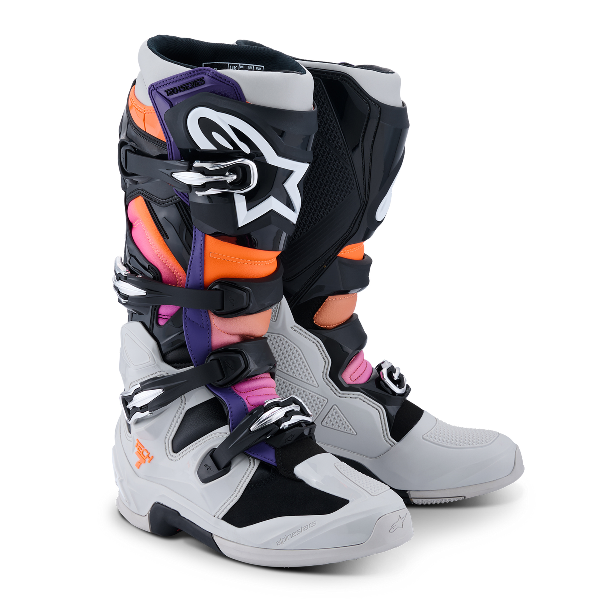 รองเท้า Alpinestars Tech 7 V2 Boot - Black/Light Gray/Orange Fluo/Magenta
