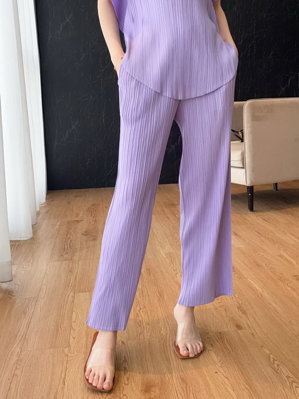 ยาว37นิ้ว! 2MUAY BASIC รุ่น GJO8312 กางเกงผู้หญิง กางเกงอัดพลีทคุณภาพ BASIC STRAIGHT PLEATED PANTS 12สี FREE SIZE