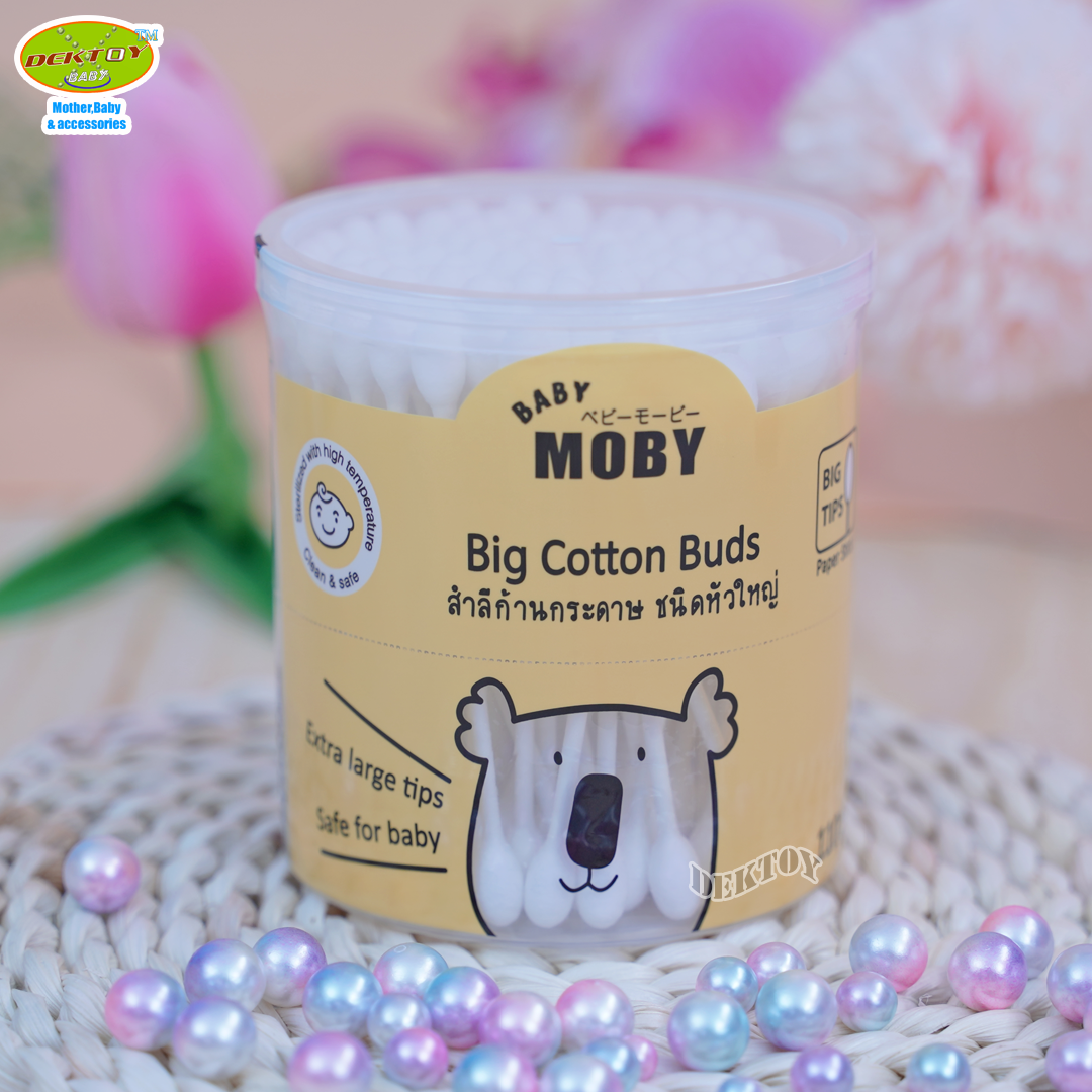 Baby moby เบบี้โมบี้ สำลีก้าน คอตตอนบัตก้านกระดาษหัวใหญ่ 110 ก้าน