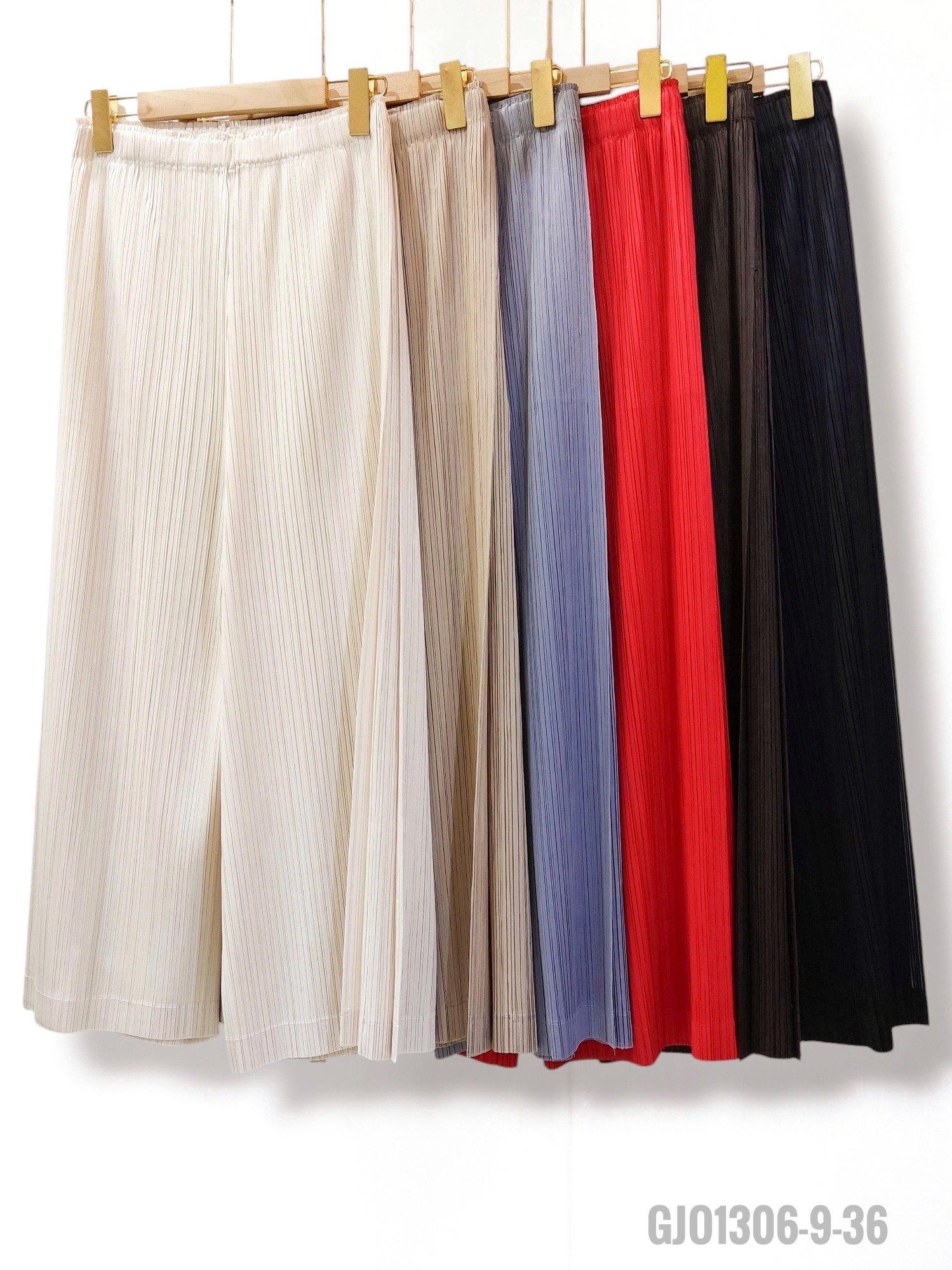 ยาว 33,ยาว 36นิ้ว 2MUAY รุ่น GJO1306 กางเกงพลีทคุณภาพ DOUBLE LAYER STRAIGHT PLEATED PANTS 15 สี FREE SIZE