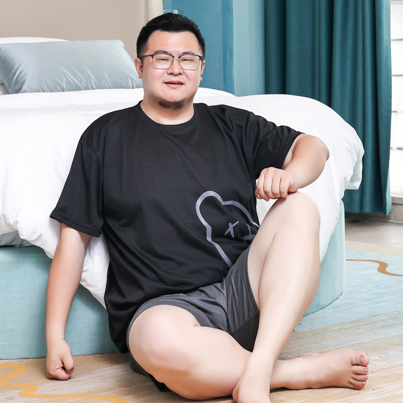 ชุดนอนผู้ชายไซส์ใหญ่ คอกลม แขนสั้น ใส่นอนสบาย