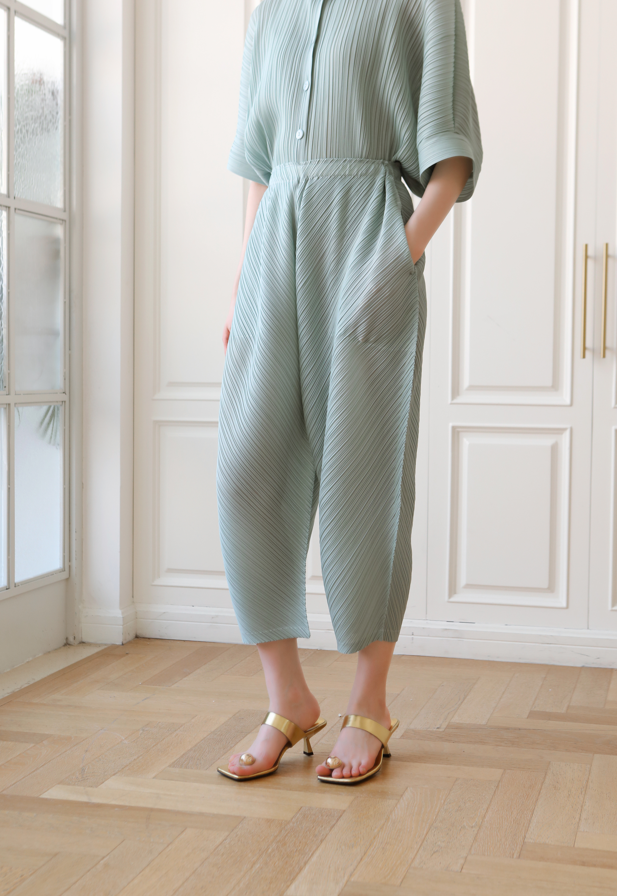 ยาว 32.5นิ้ว!! 2MUAY รุ่น GJO3682 กางเกงผู้หญิง กางเกงพลีทคุณภาพ 12สี FREE SIZE THICKER BOTTOM PLEAT PANTS