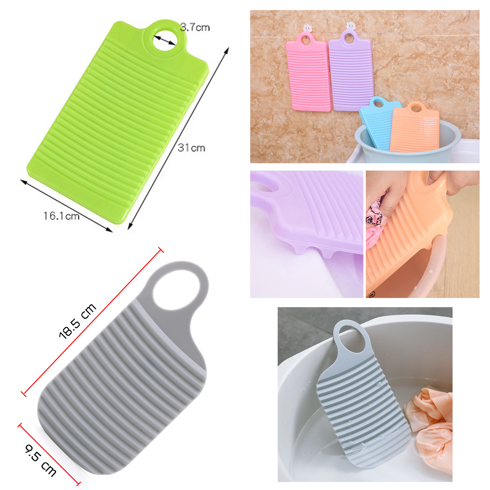 กระดานซักผ้า ขนาดเล็ก พกพาสะดวก มีให้เลือกหลายสี พลาสติก PP คุณภาพดี มีรุใช้สำหรับแขวน