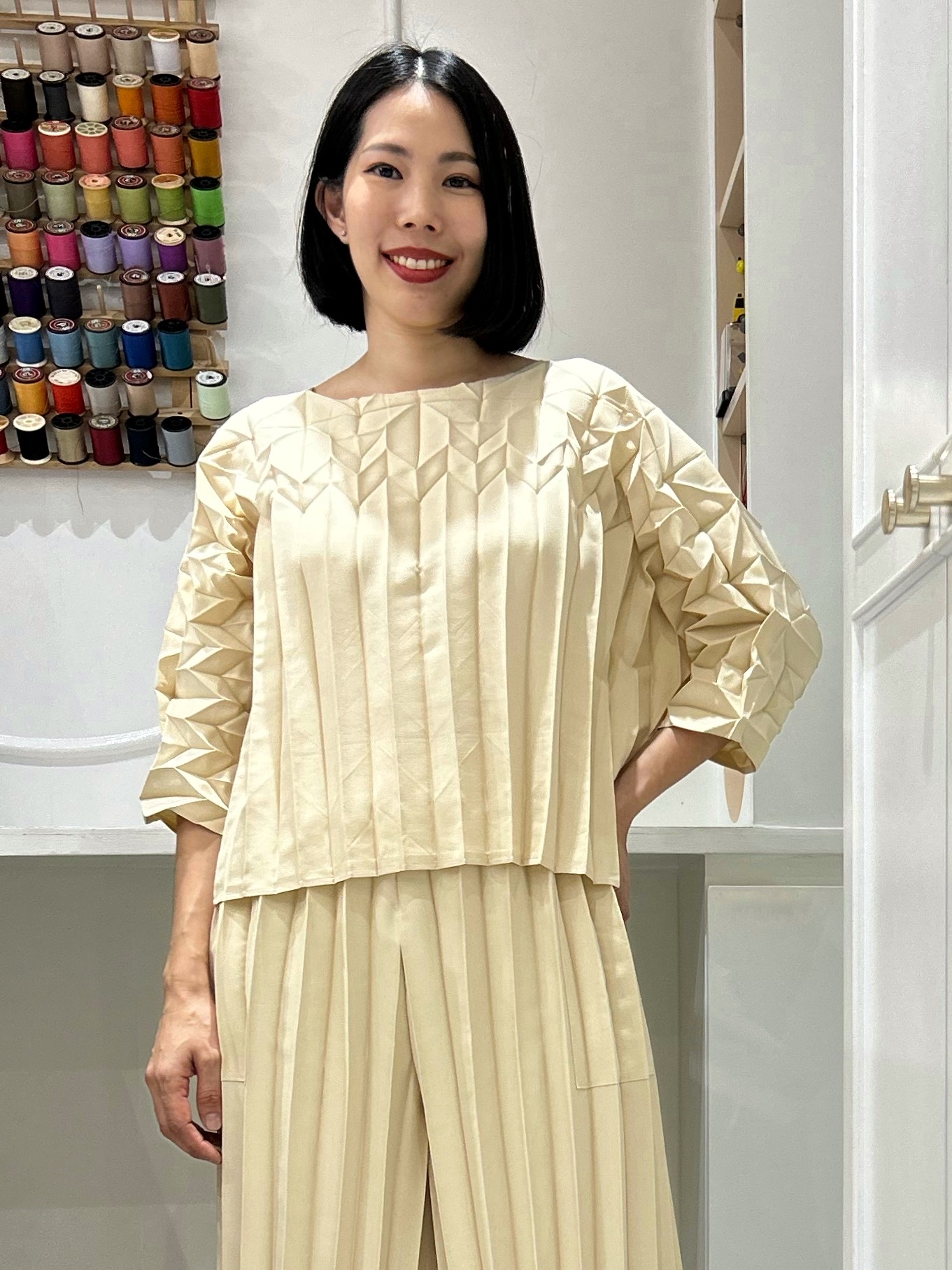2MUAY รุ่น CX1646 เสื้ออัดพลีทคุณภาพ GLAM HALF SLEEVE PLEATED TOP 2 สี FREE SIZE