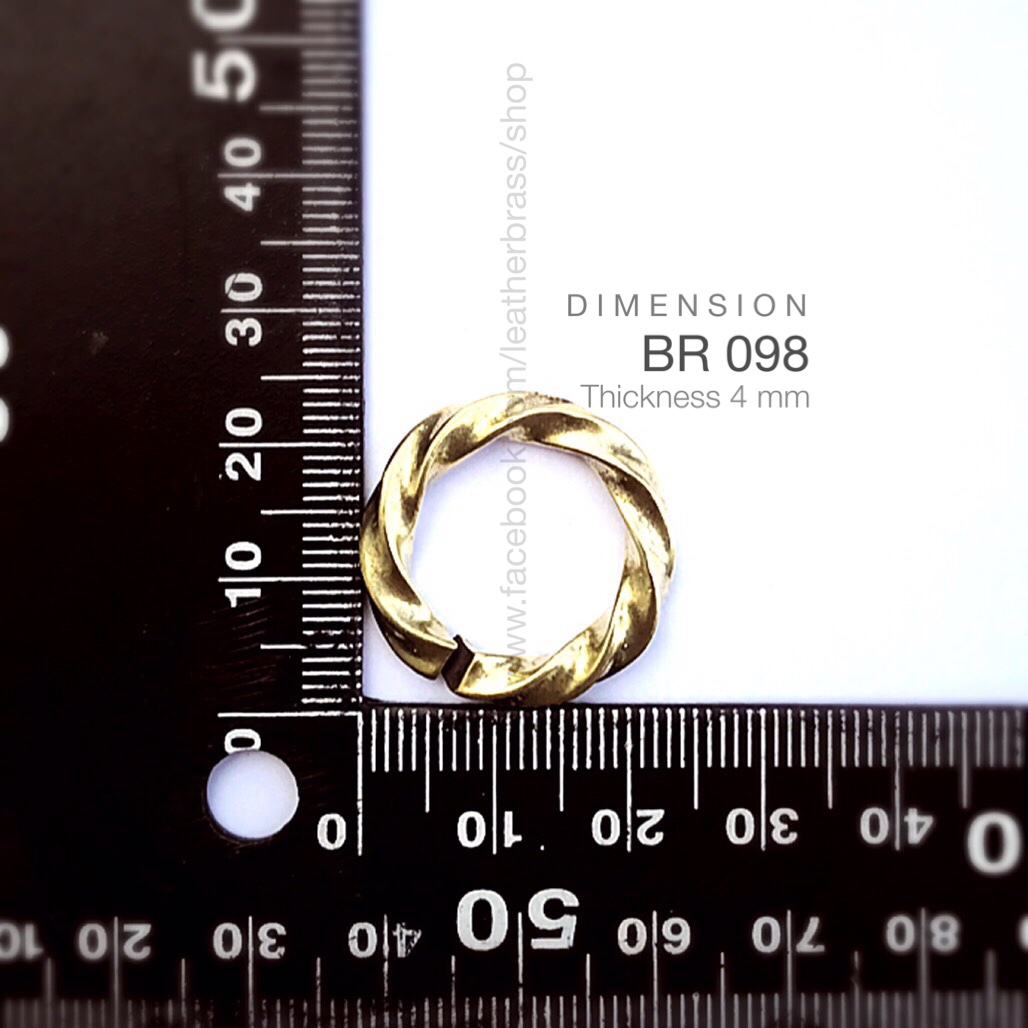 BR098 ห่วงบิดลายเชือก ห่วงกลม อะไหล่พวงกุญแจ อะไหล่ทองเหลือแท้ อุปกรณ์งานหนัง leatherbrass**ราคาต่อชิ้น**