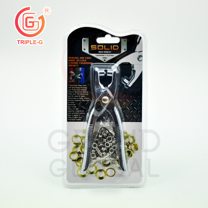 Triple-G เครื่องมือ ตอกตาไก่ ตอกเข้ารู เจาะตาไก่ คีมย้ำตาไก่ คีมหนีบ ตาไก่ (กระดุมตาไก่สีทอง)