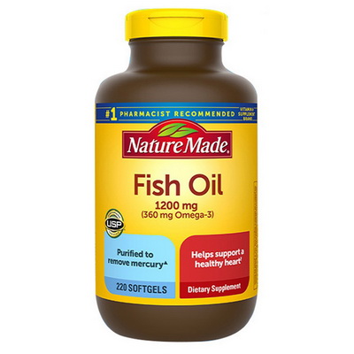 Nature Made Fish Oil 1200 mg Liquid Softgel ขนาดใหม่ 220 เม็ด น้ำมันปลาสูตรเข้มข้น ดีต่อหัวใจ และ ร่างกาย