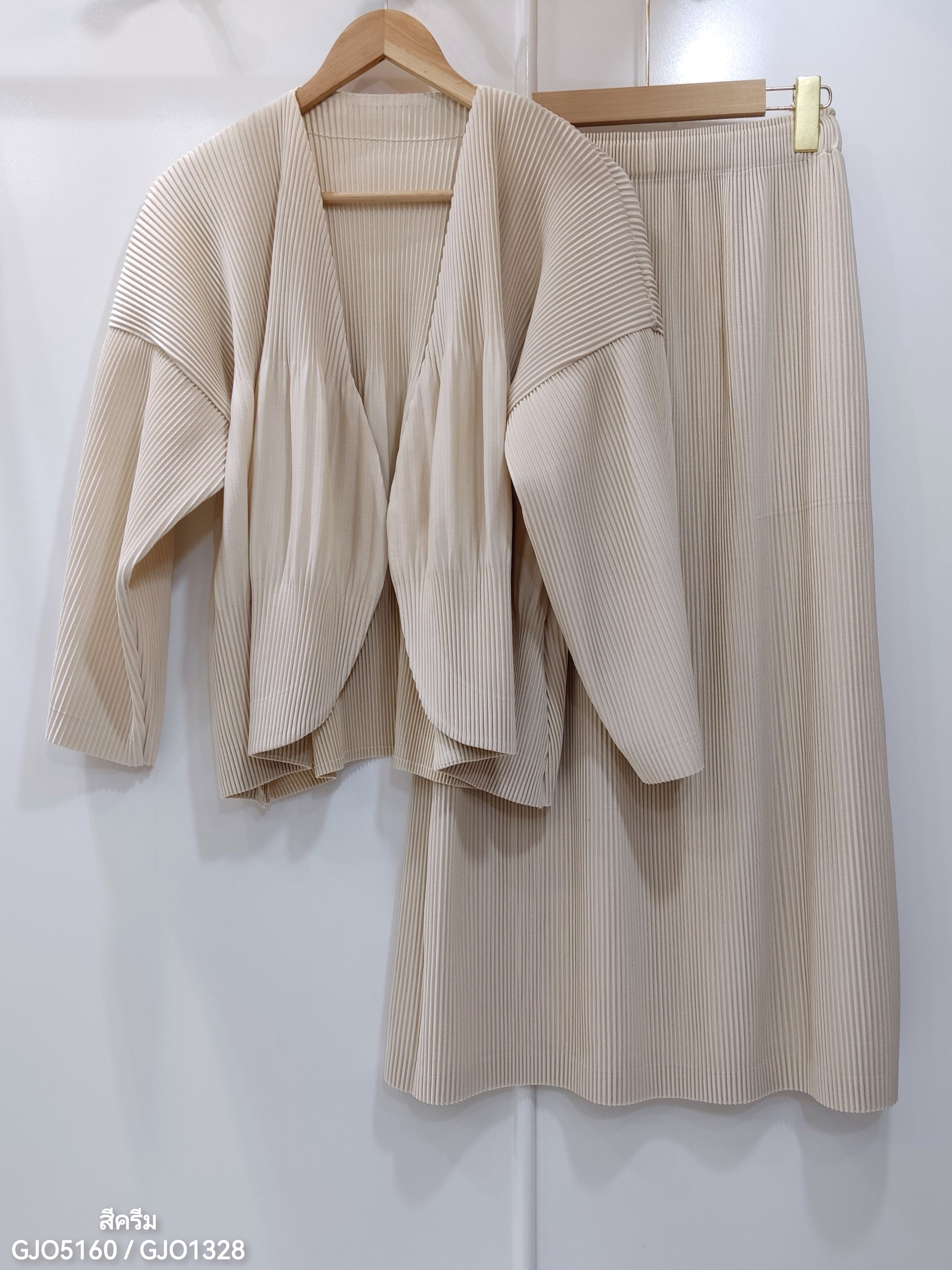 เซ็ต 2ชิ้น! 2MUAY รุ่น GJO5160 / GJO1328 เซ็ตพลีท THICK OPEN FRONT CARDIGAN WITH SKIRT PLEATED SET 12 สี FREE SIZE