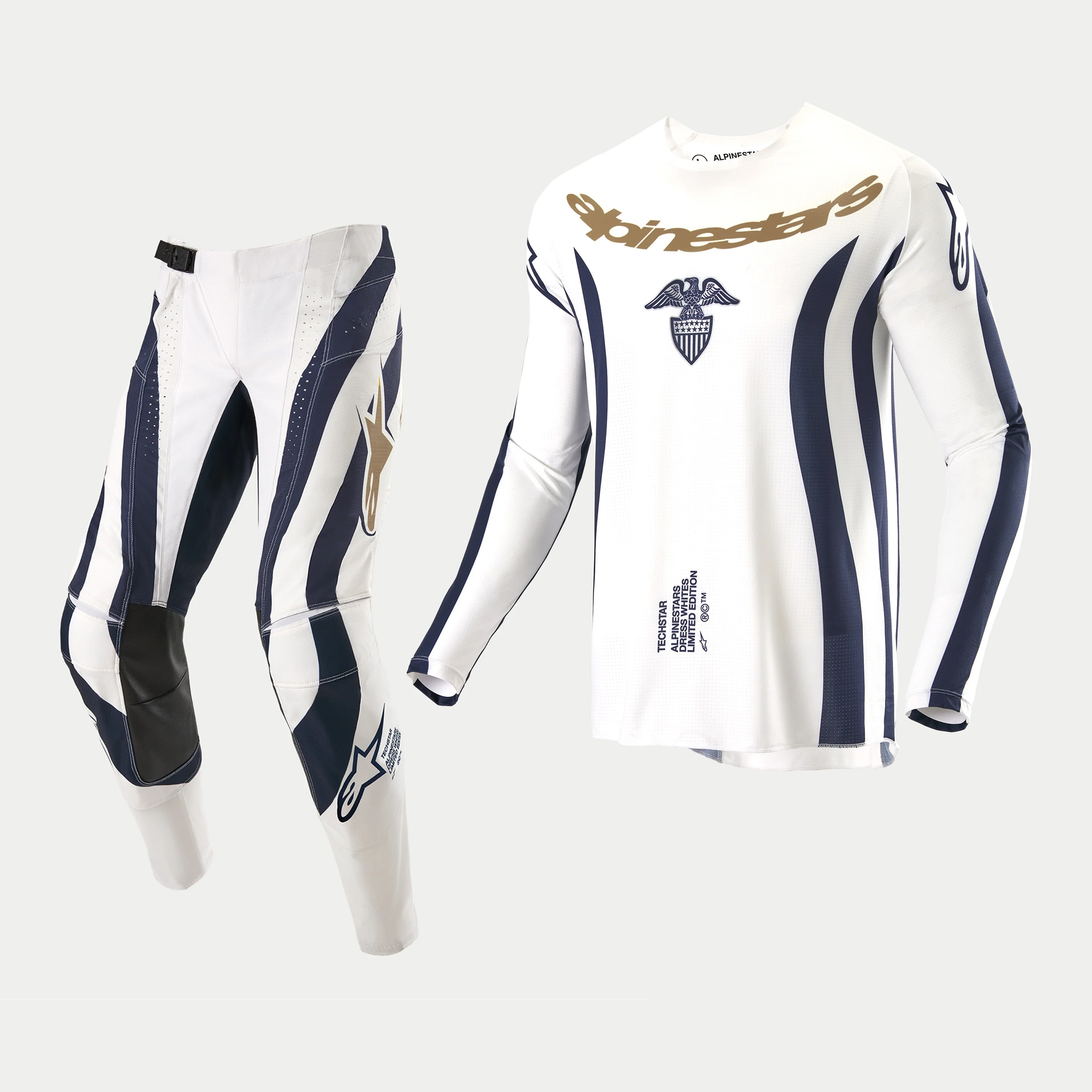 ชุด Alpinestars 2024 Techstar Tropical - White Dark Blue Gold