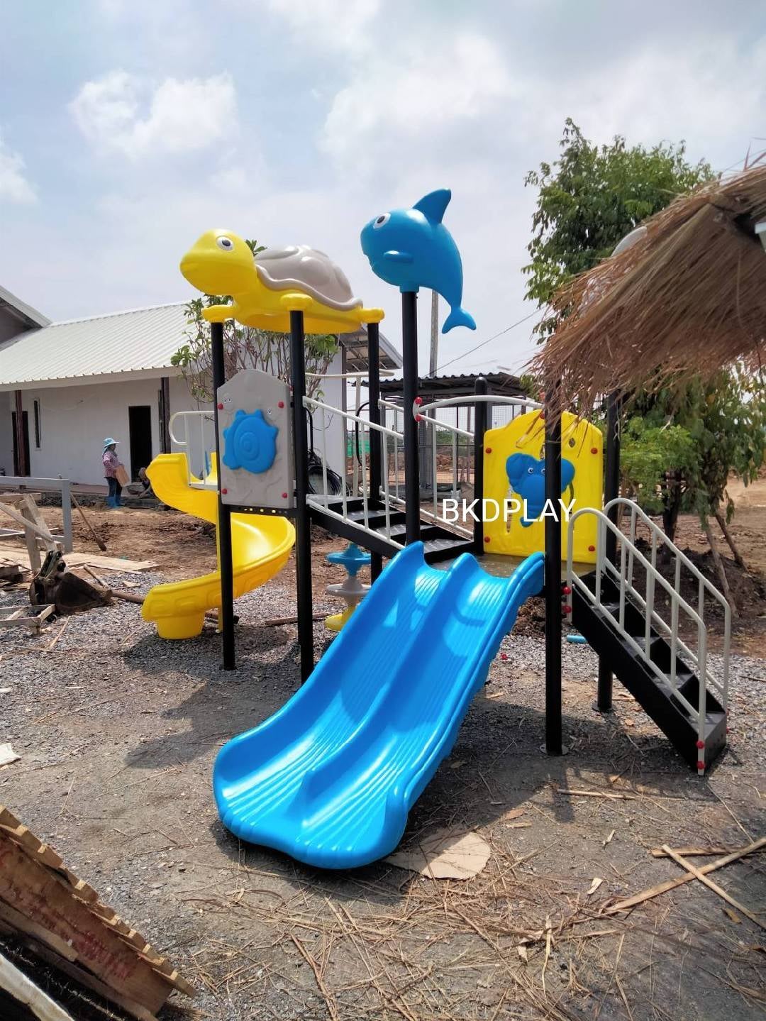 เครื่องเล่นสนามกลางแจ้ง-ในร่ม ชุด สัตว์ทะเลC ,สไลเดอร์ใหญ่,ครุภัณฑ์สนามเด็กเล่น,งบ.สพฐ,โครงการโรงเรียนประชารัฐ, เครื่องเล่นสนามระดับก่อนประถมศึกษา, งบประมาณ80,000 playground,สไลเดอร์,ของเล่นเสริมพัฒนาการ,เครื่องเล่นสนาม, สนามเด็กเล่น