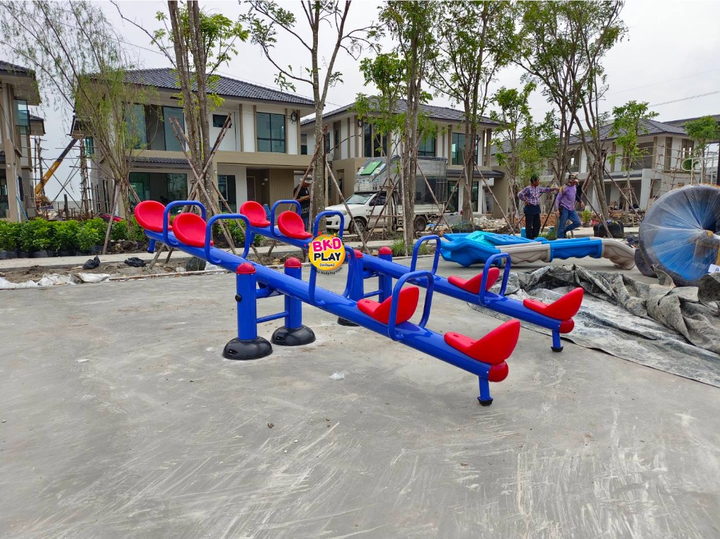 เครื่องเล่นสนาม กลางแจ้ง เหล็ก,คานกระดก 8 ที่นั่งคานคู่ Outdoor Playground, ราคาโรงงาน สินค้าสั่งทำ 7-15 วัน