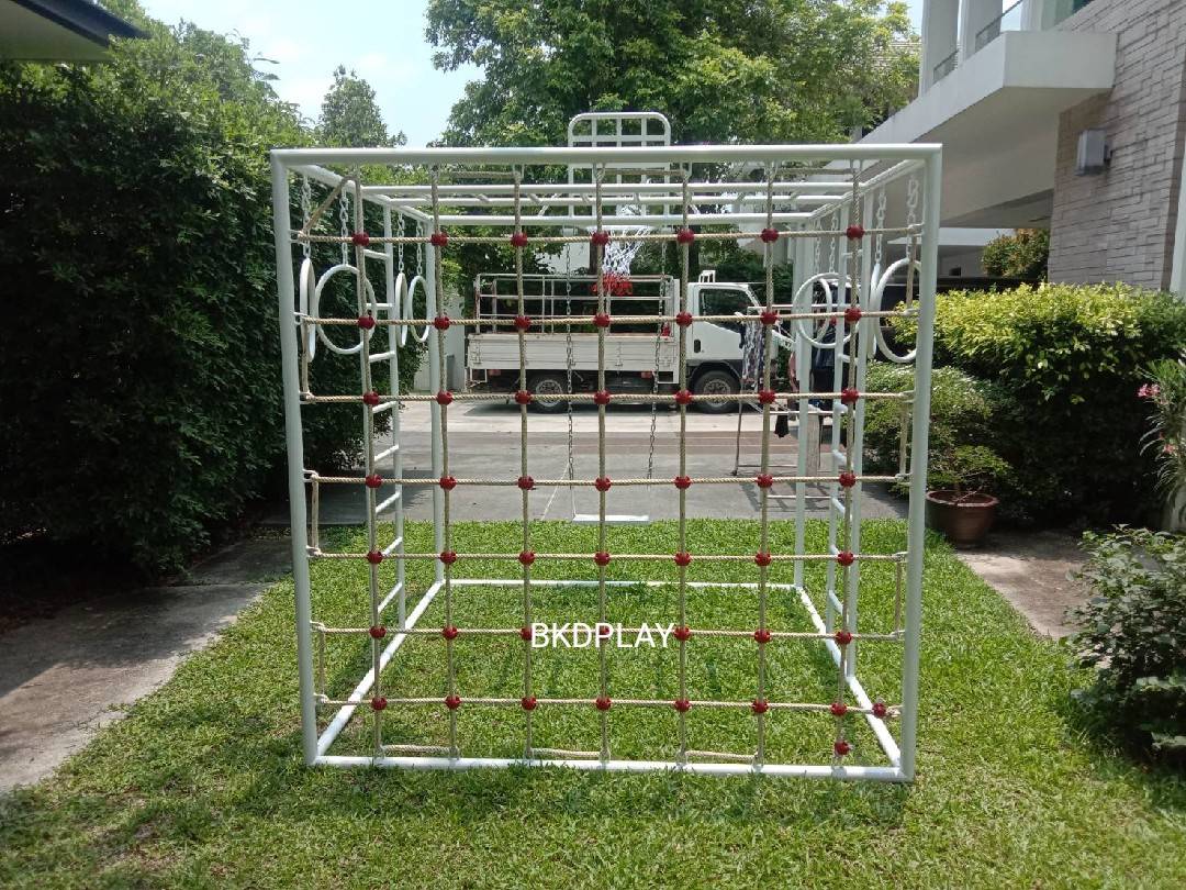 ลูกเต๋าปีนป่าย ชุดรวมปีนป่ายสี่เหลี่ยมA2 ปีนป่ายเชือก พร้อมบาร์โหน บาร์ไต่ ชิงช้า เครื่องเล่นสนามเหล็ก เครื่องเล่นสนามกลางแจ้ง OutdoorPlayground