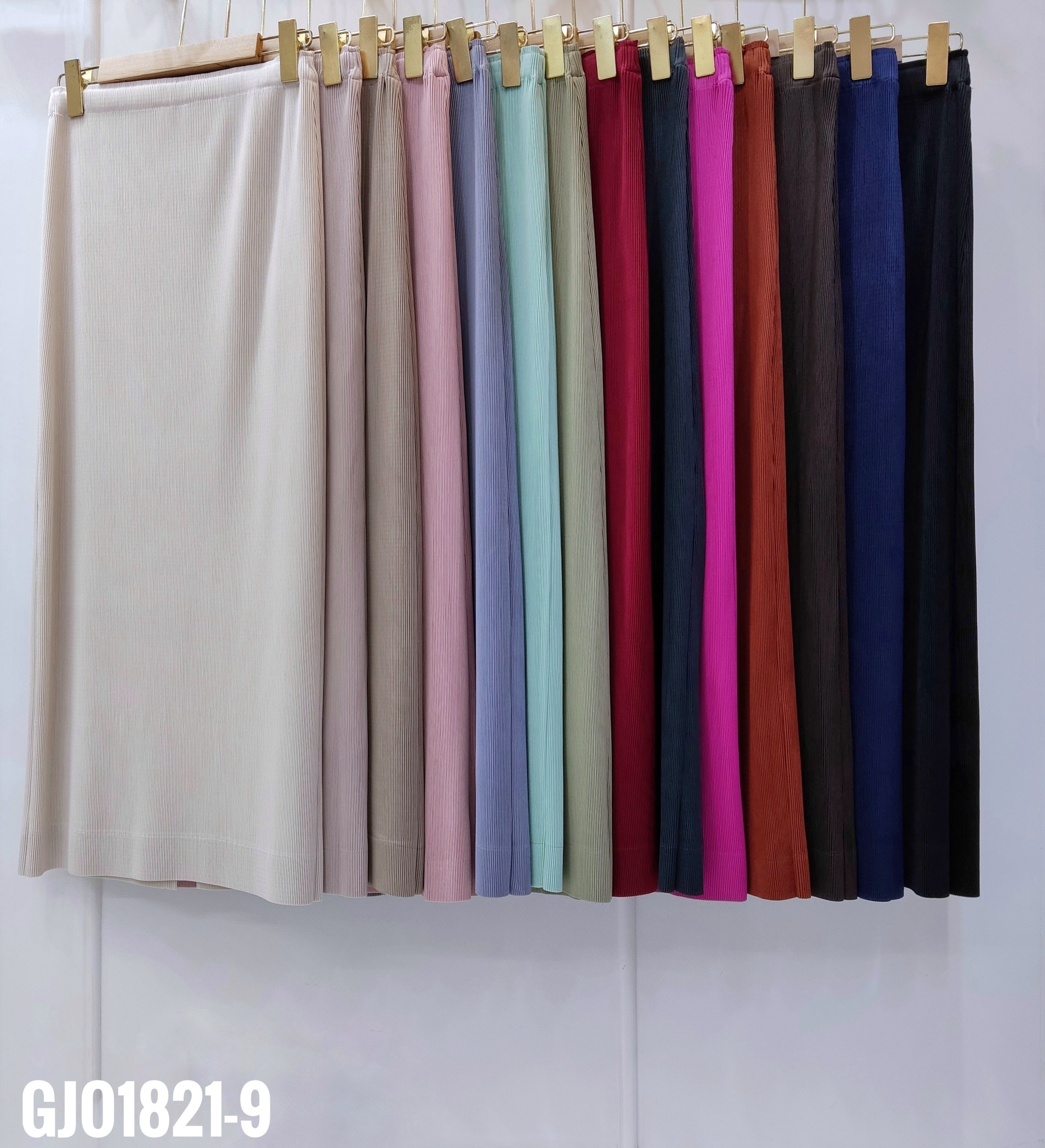 ยาว 34 นิ้ว 2MUAY รุ่น GJO1821-9 กระโปรงพลีทคุณภาพ DOUBLE LAYER PLEATED SKIRT 14 สี FREE SIZE