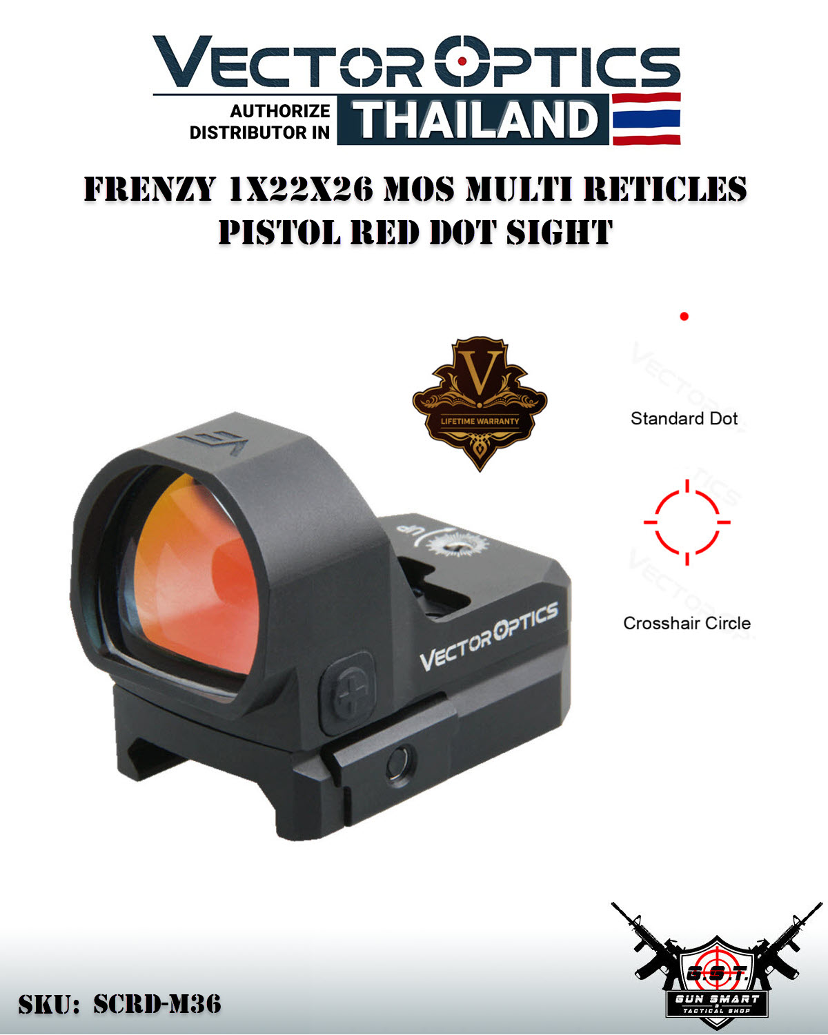 FRENZY 1X22X26 MOS MULTI RETICLES PISTOL RED DOT SIGHT