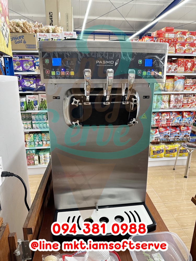เครื่องทำไอศกรีมซอฟท์เสิร์ฟ Softserve รุ่น ISC-230 เครื่อง 3 หัวจ่ายประสิทธิภาพสูง แยกการทำงานสองฝั่ง