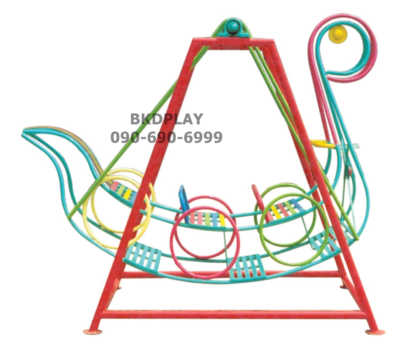 เครื่องเล่นสนามกลางแจ้ง เหล็ก ชุดเรือไวกิ้งเล็ก ชิงช้าโยก Outdoor Playground, ราคาโรงงาน สินค้าสั่งผลิต 10-20 วัน ขนาด 100x130x150 ซม.