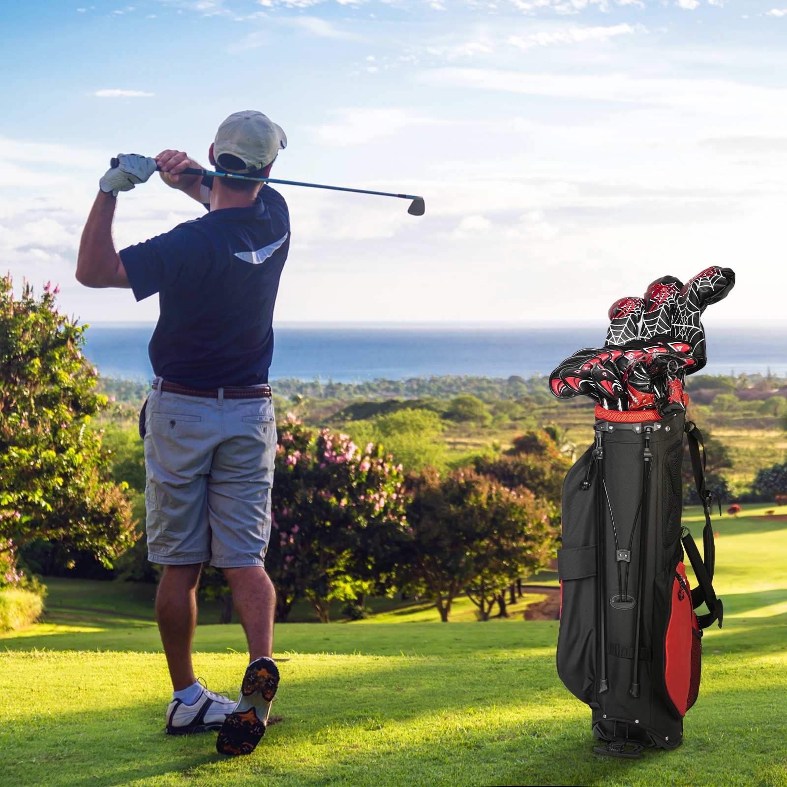 ปลอกหุ้มหัวไม้กอล์ฟ ปลอกหุ้มหัวไม้ชุดเหล็ก COVER IRONS SET EAGLE ( 1 เซ็ตมี 11 ชิ้น ) สีดำ