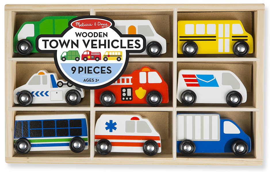 ชุดเล่นรถทุกรูปแบบ ส่งเสริมการเรียนรู้ และจินตนการ Wooden Town Vehicles Melissa&Doug, ของเล่นเสริมพัฒนาการ, ของเล่น