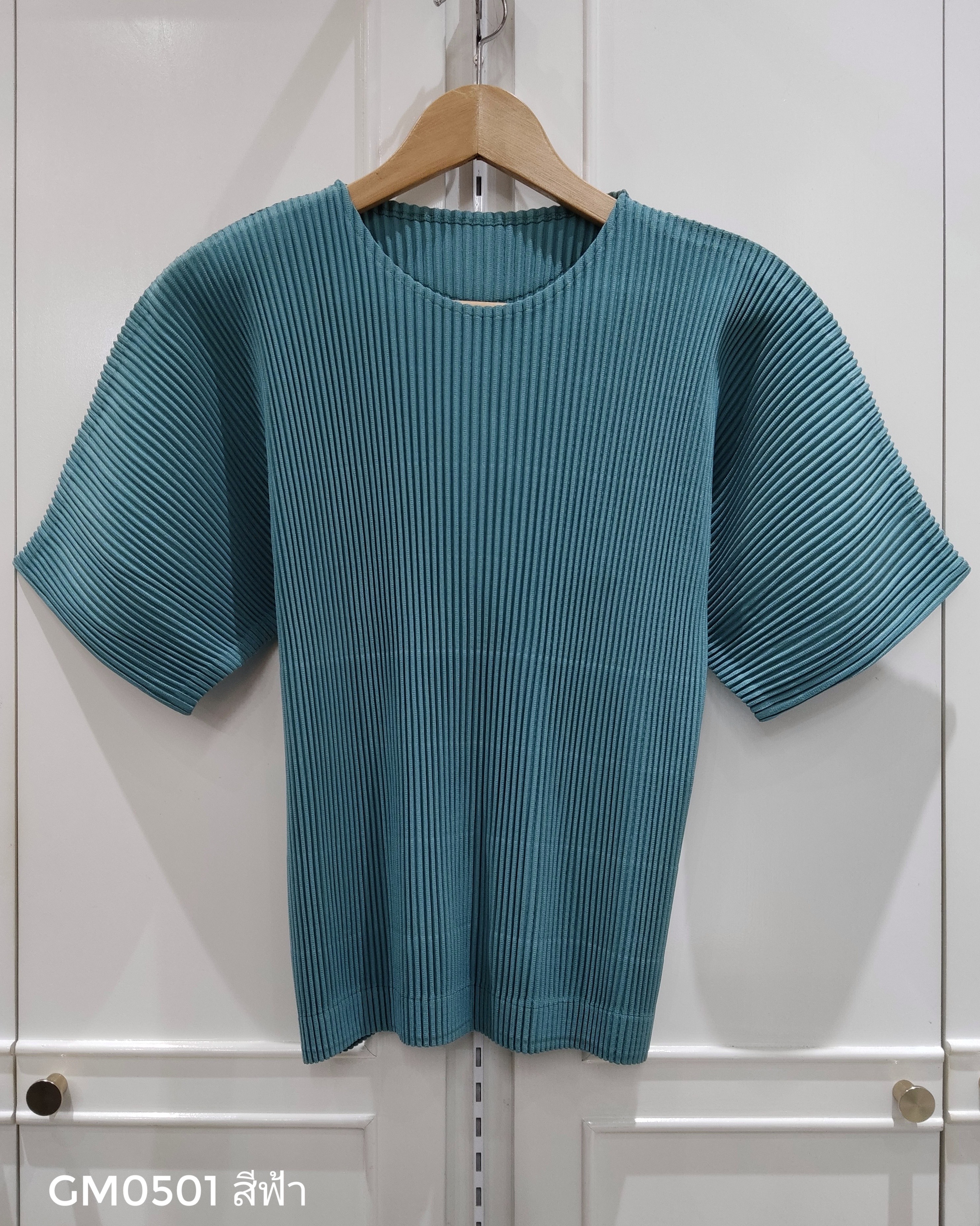 อกถึง42 ยาว22นิ้ว 2MUAY รุ่น GM0501 เสื้ออัดพลีท THICK SHORT SLEEVE PLEATED TOP 24 สี FREE SIZE