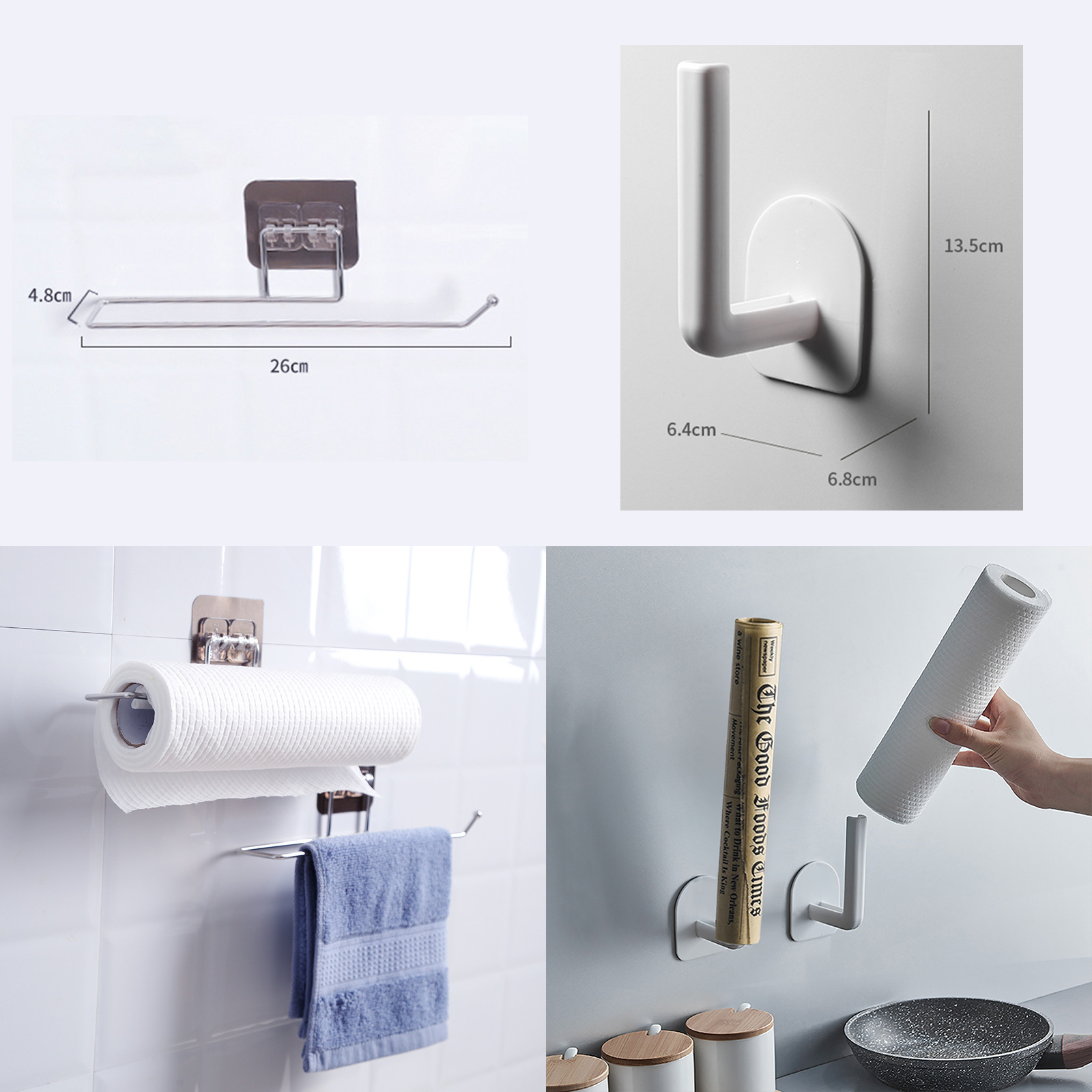 ราวแขวนกระดาษทิชชู่ ติดผนัง มีให้เลือก 3แบบ สแตนเลส/พลาสติก PP ติดแน่น ไม่ต้องเจาะผนัง