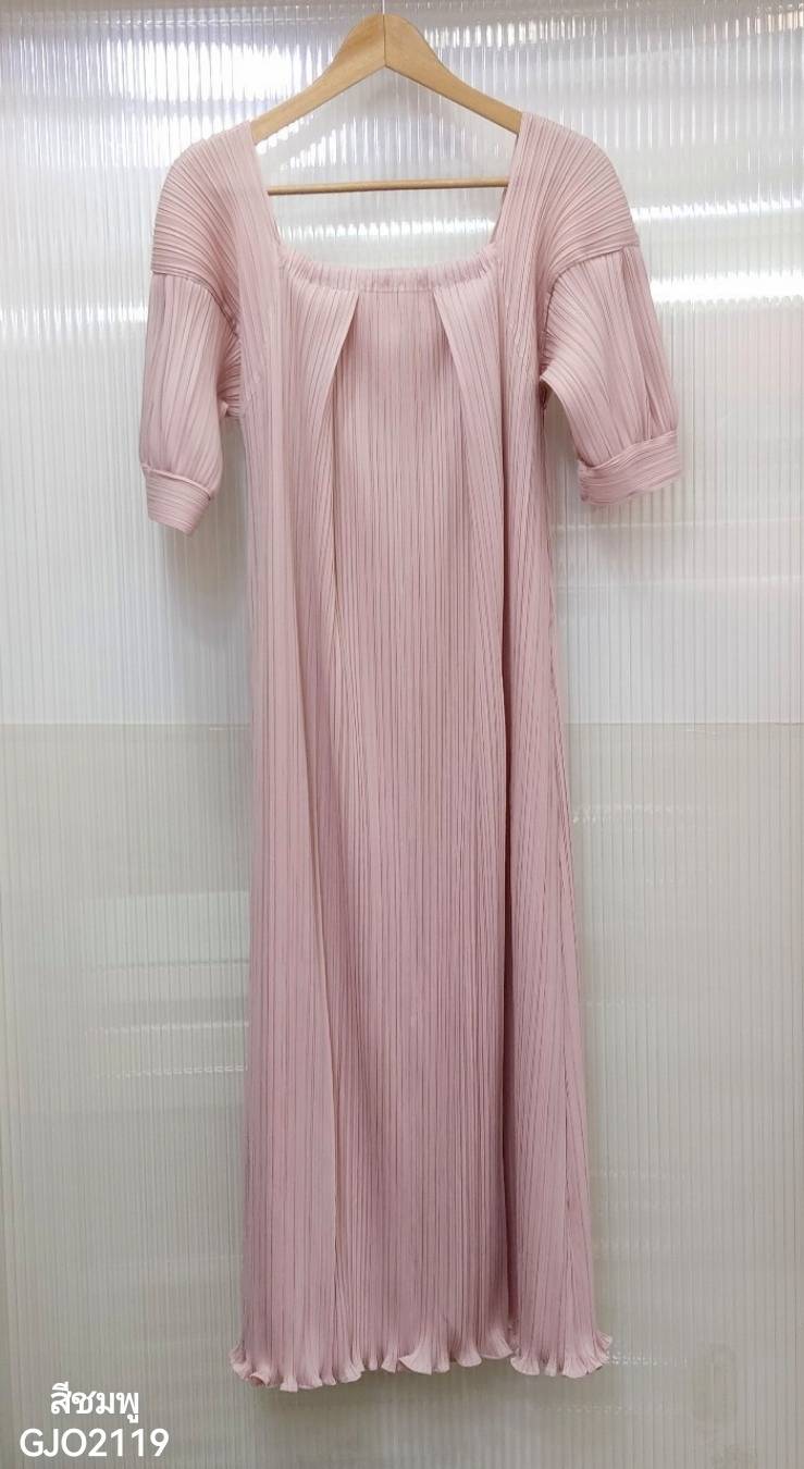 ปรับราคาลง20%!! 2MUAY รุ่น GJO2119 เดรสผู้หญิง เดรสพลีทคุณภาพ 3สี FREE SIZE SHORT SLEEVE SQUARE NECK PLEATED DRESS