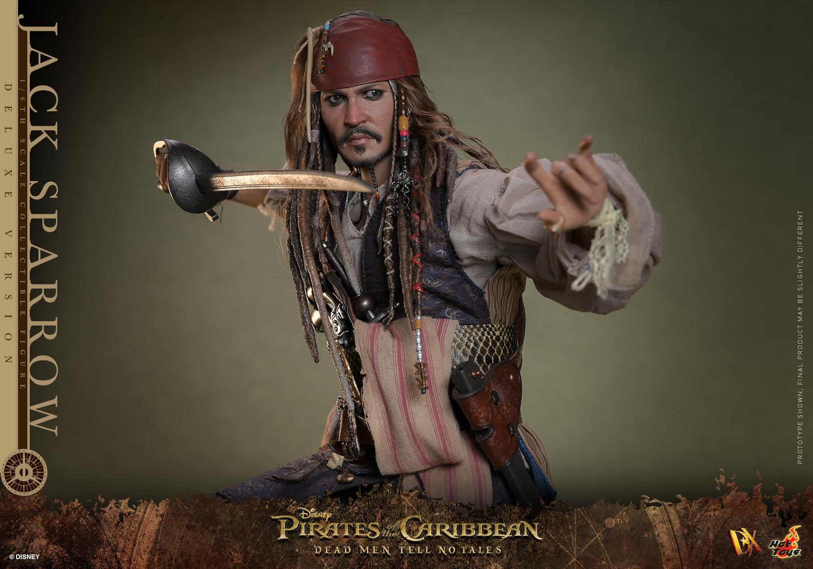 [พร้อมส่ง]Hot Toys 1/6 : Pirates of the Caribbean : Dead Men Tell No Tales - Jack Sparrow - DX38 : (Deluxe Version)(กล่องทะลุ)