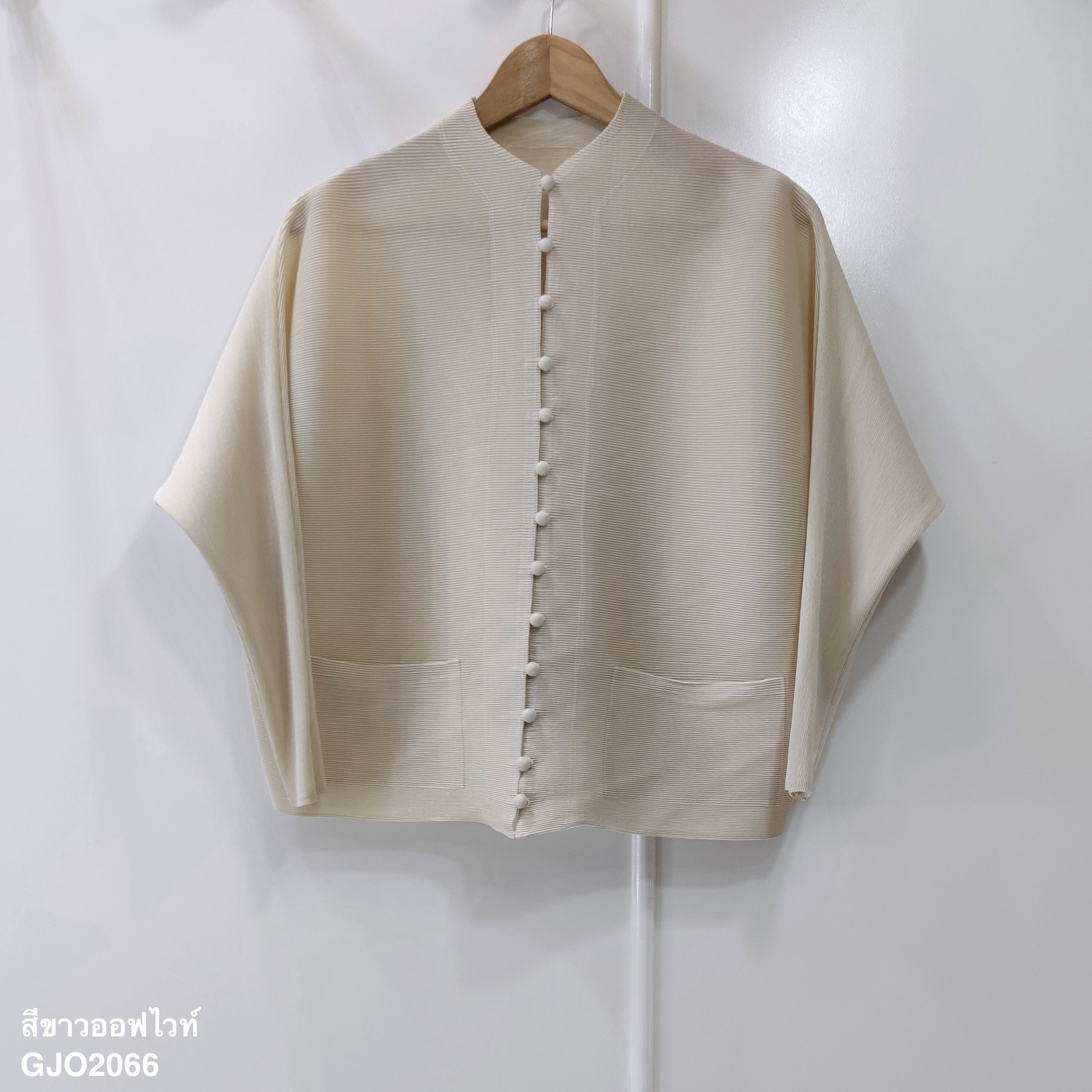 2MUAY BASIC รุ่น GJO2066 เสื้ออัดพลีทงานคุณภาพ BUTTON FRONT PLEATED TOP 17สี FREE SIZE