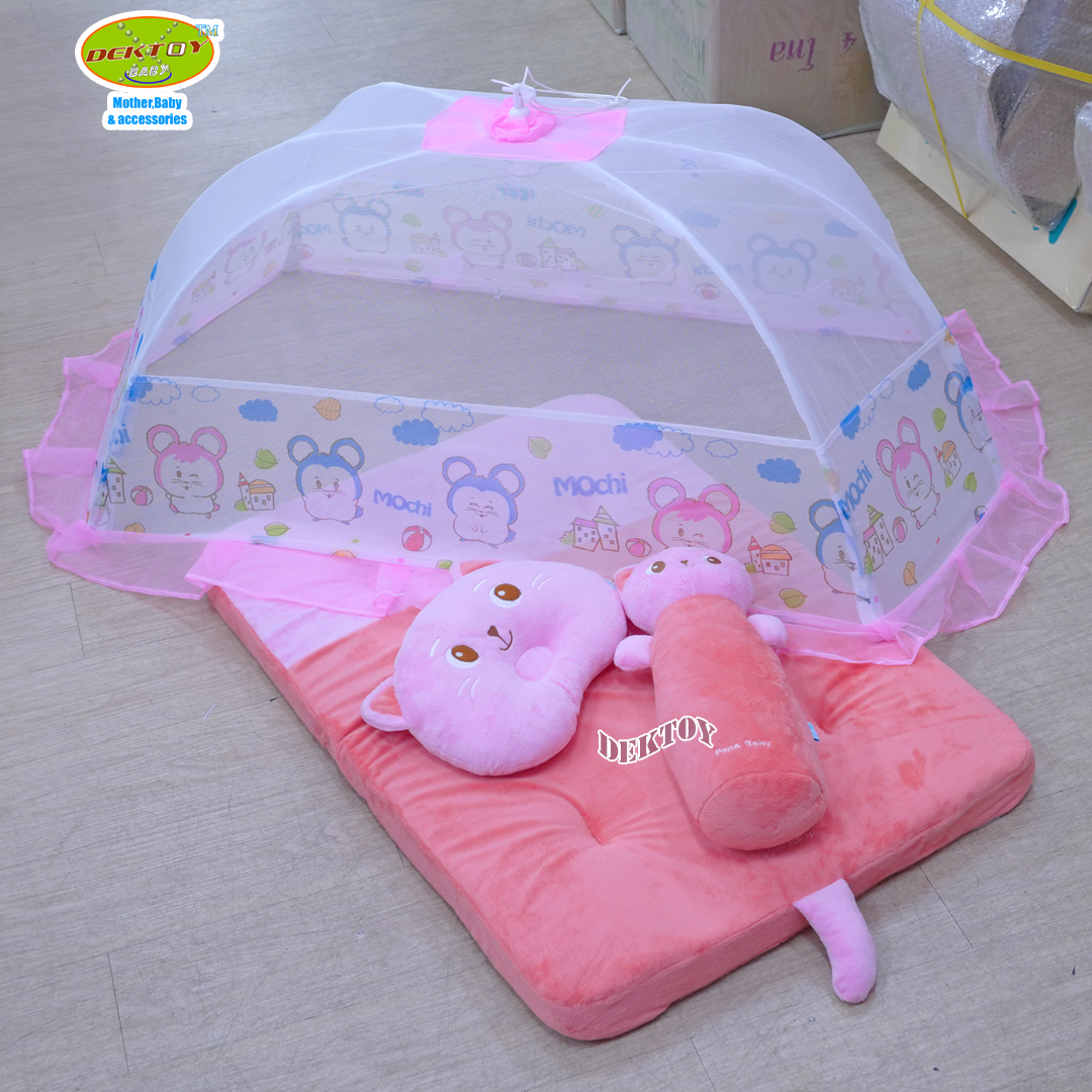 PAPA BABY ชุดที่นอนปิคนิค ผ้าเวลบัว+พร้อมมุ้ง Netto โมชิ