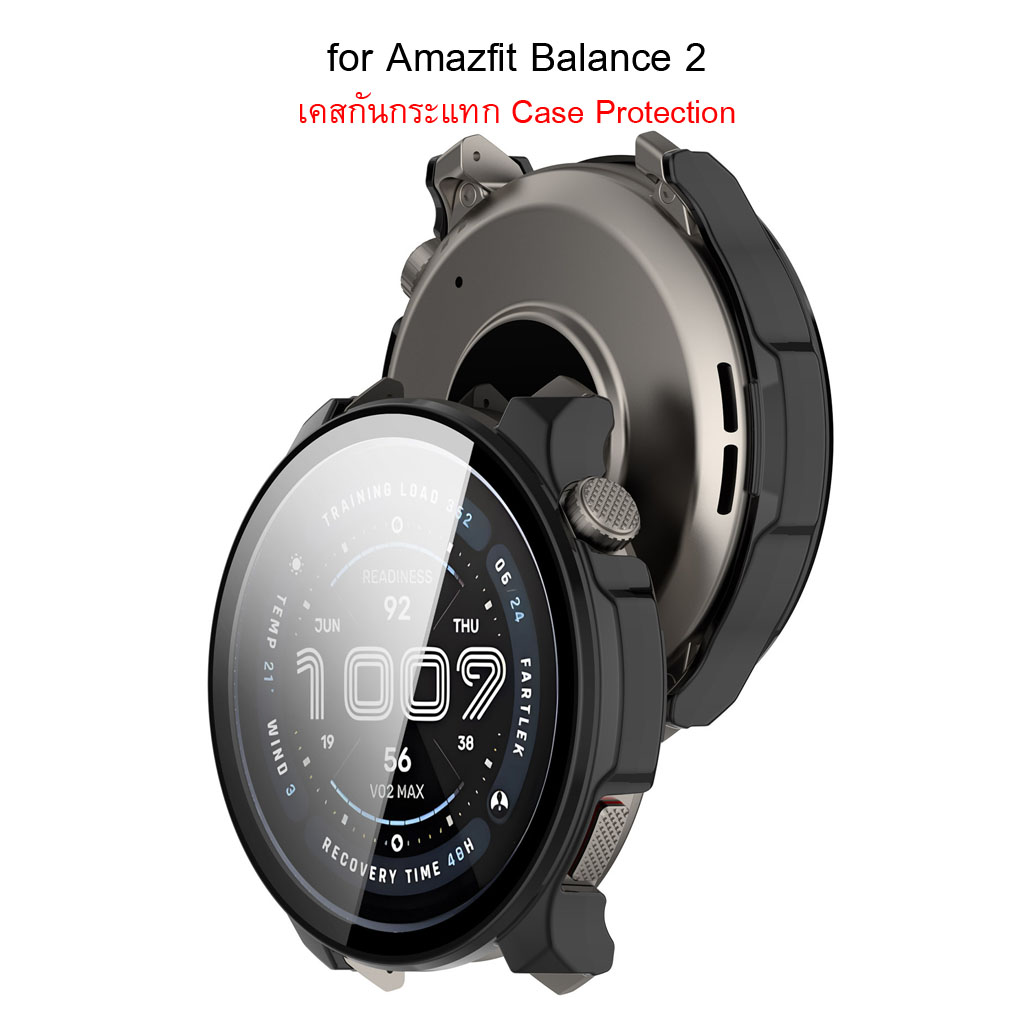 Shopdodi เคส สำหรับ Amazfit Balance 2 Case Glass เคสกันกระแทก