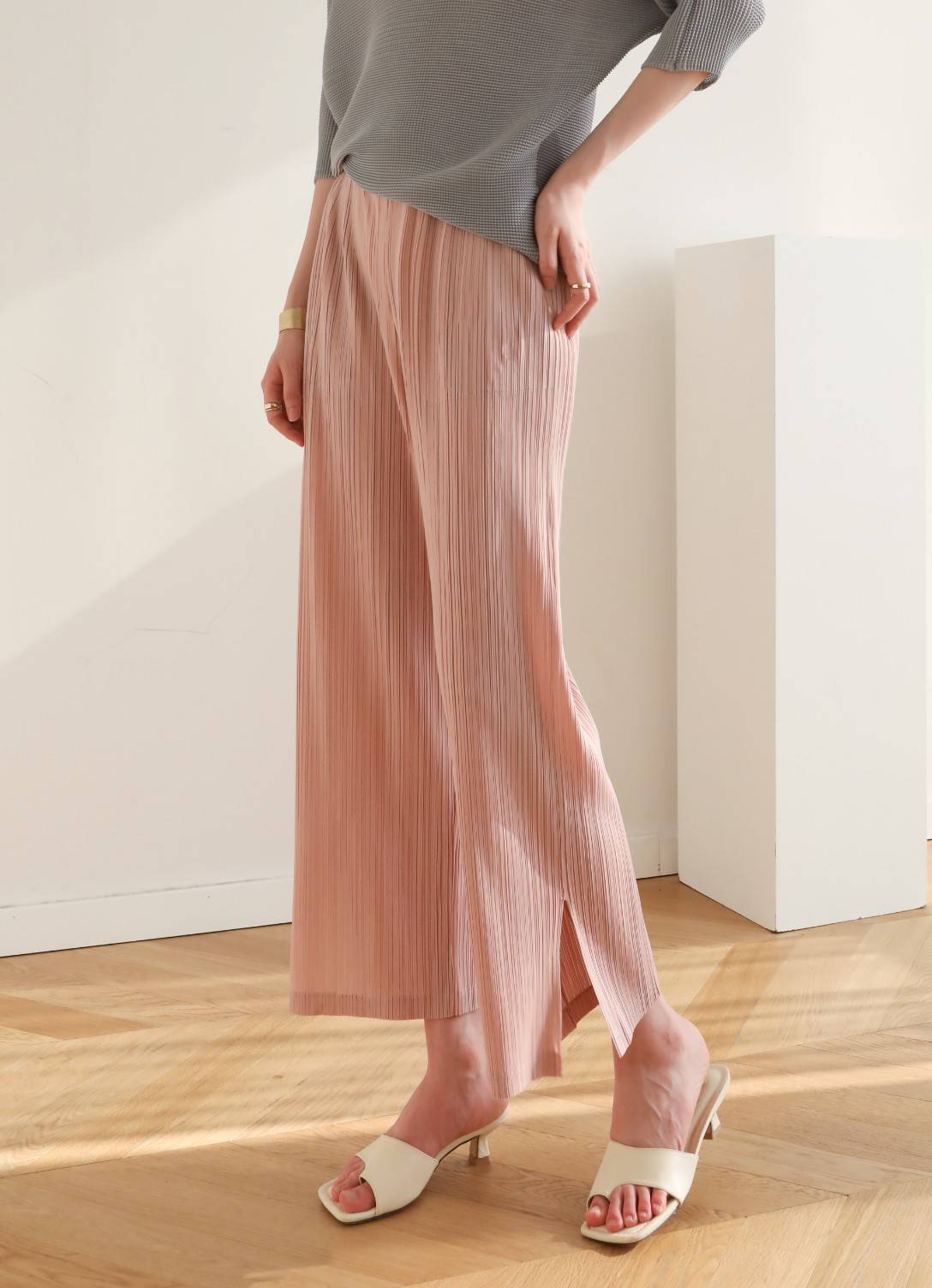 ยาว 35นิ้ว!! 2MUAY BASIC รุ่น GJO7171 กางผู้หญิง กางเกงพลีทคุณภาพ STRAIGHT PLEATED PANTS 16สี FREE SIZE