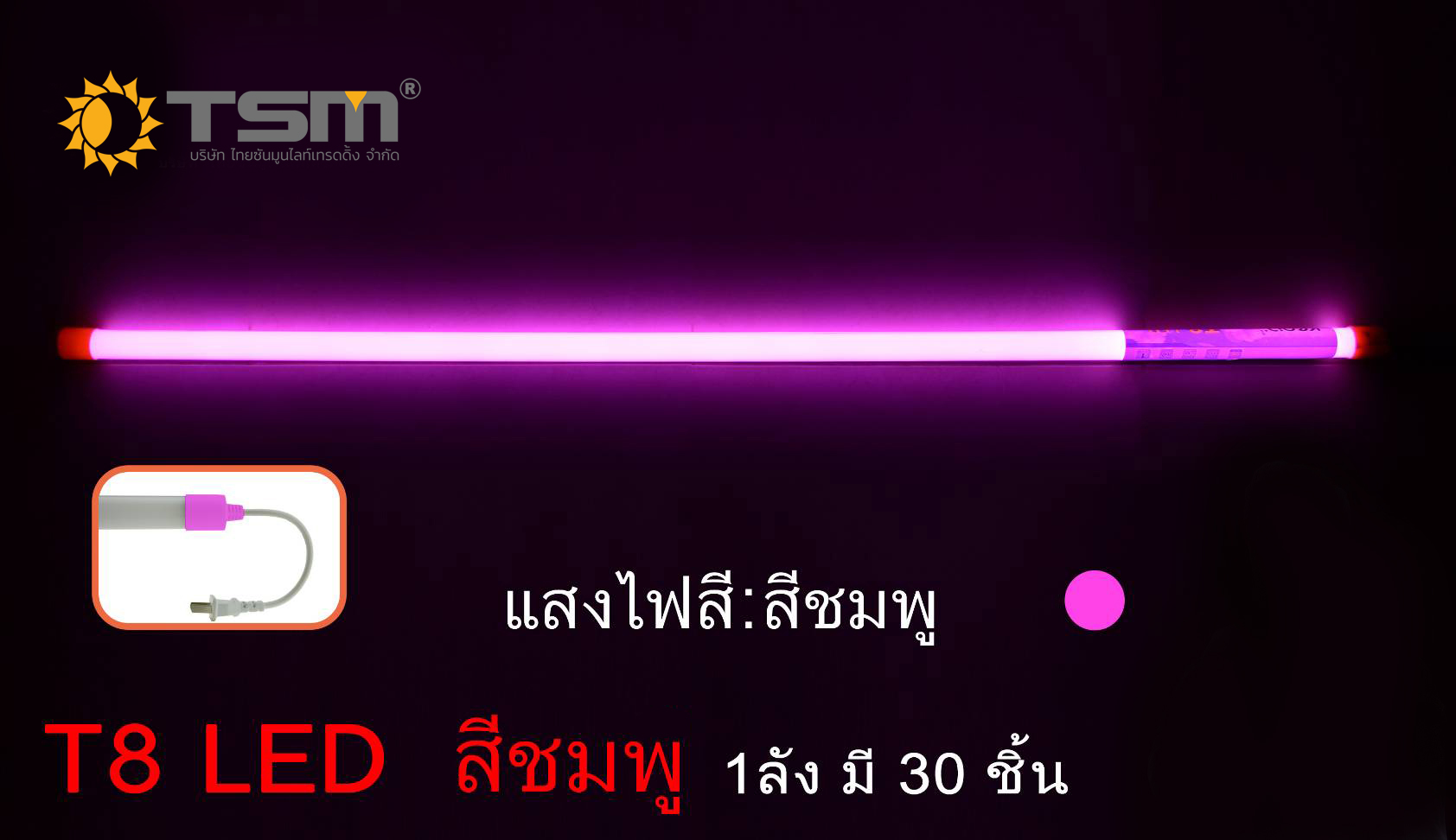 หลอดนีออนสีT8 กันน้ำหลอดงานวัด หลอดไฟงานวัด LED หลอดนีออนสี พร้อมปลั๊ก18W
