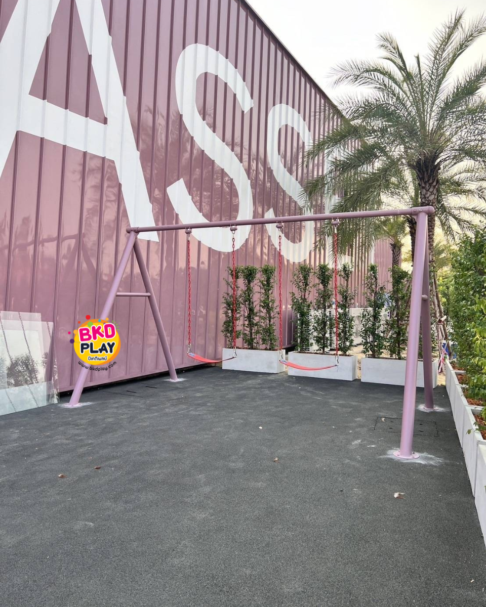 เครื่องเล่นสนามกลางแจ้ง เครื่องเล่นสนามเหล็ก ชุดชิงช้า 2 ที่นั่ง สินค้าผลิตในไทย มีมอก. สั่งทำสีตามต้องการได้