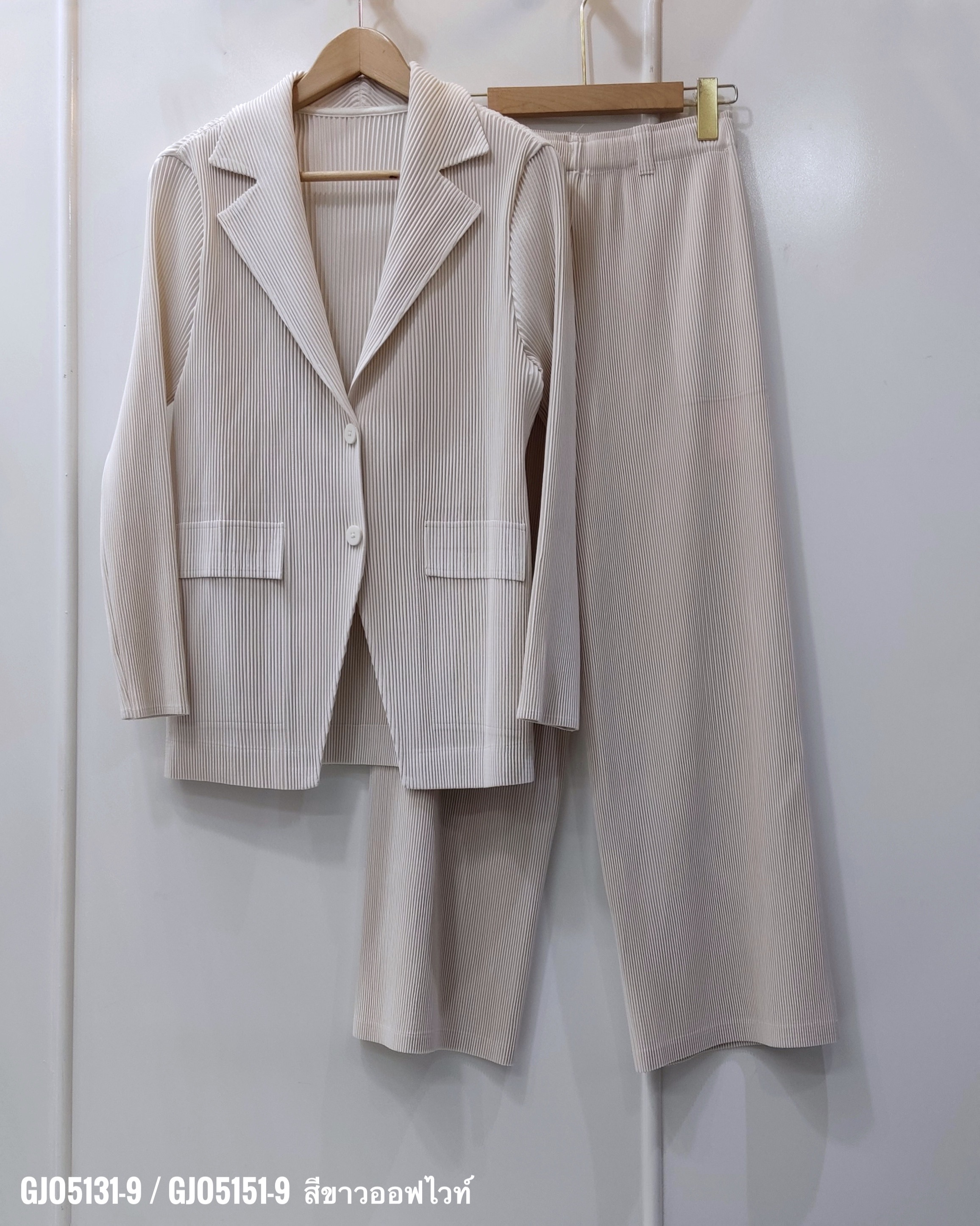 สีใหม่ ยาว37.5 นิ้ว 2MUAY รุ่น GJO5131-9 / GJO5151-9 เซ็ตพลีท THICK MINIMAL LUXE PLEATED BLAZER SET 8 สี FREE SIZE