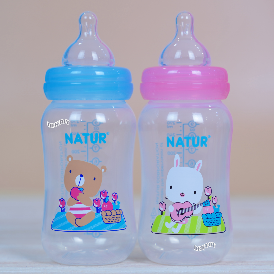 Natur smile เนเจอร์ ขวดนมเนเจอร์สไมล์คอกว้าง 9 ออนซ์ แพ็ค2ขวด 84222