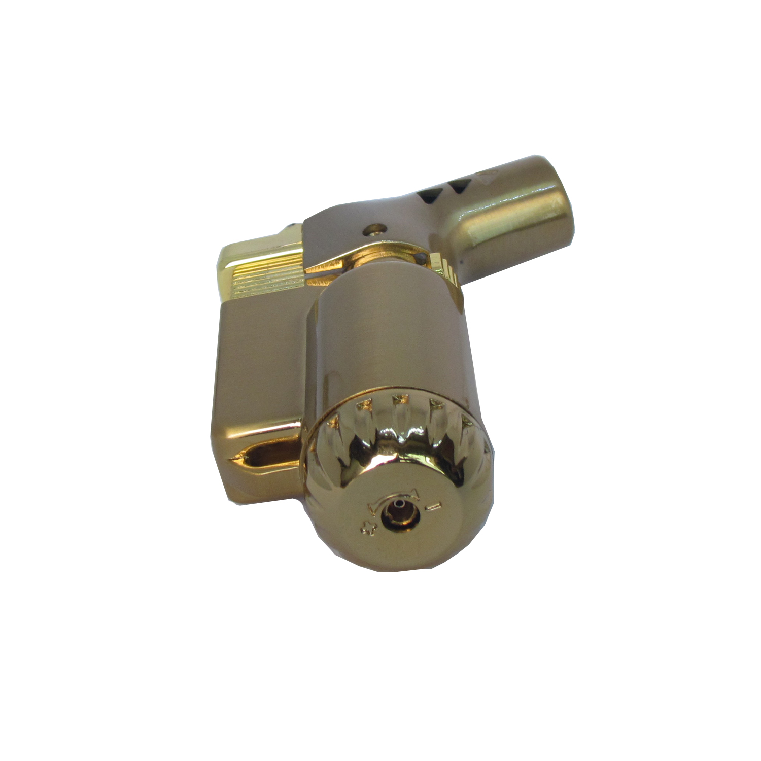 ไฟแช็คไอพ่น ไฟฟู่ หัวพ่น คุณภาพสูง ให้ไฟเสถียร สม่ำเสมอ ปรับระดับได้ วัสดุเหล็ก สีทอง รูปทรงสวยหรู นำสมัย เติมแก๊สได้ พร้อมใช้ 1 ชิ้น