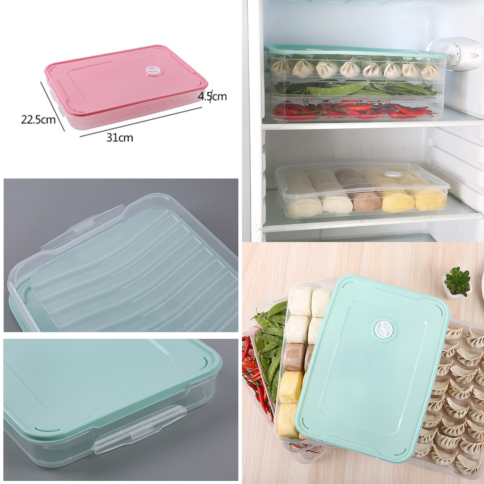 กล่องเก็บอาหารซ้อนชั้น พลาสติก PP มีให้เลือกหลายขนาด มีหลายสี ดีไซน์สวยงาม แข็งแรง ทนทาน