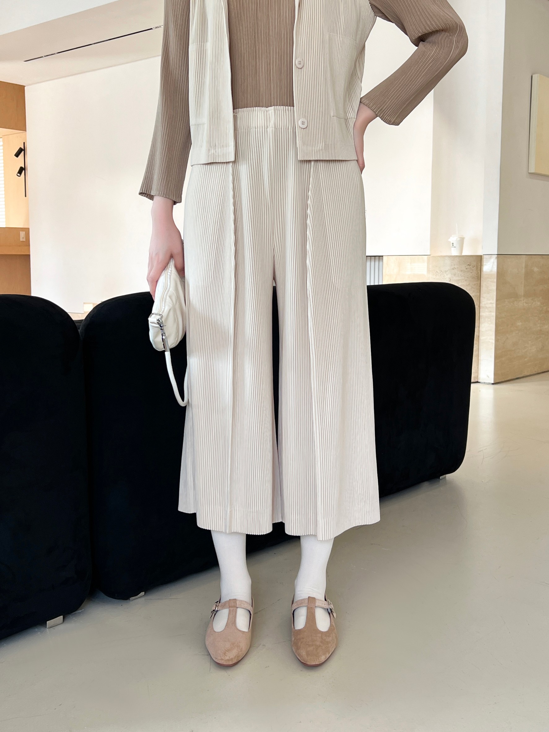 ยาว 32 นิ้ว 2MUAY รุ่น GJO1805 กางเกงพลีทคุณภาพ THICK WIDE LEG PLEATED PANTS 9 สี FREE SIZE