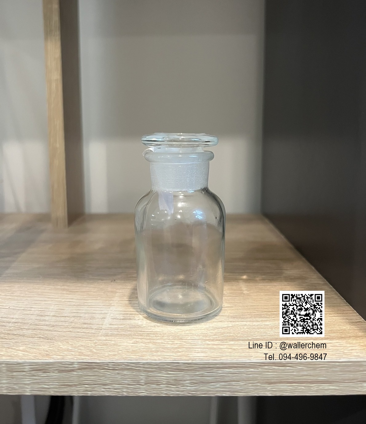 ขวดแก้วใส่สารละลาย (สีใส) จุกเเก้ว (Reagent Bottle) 60ml