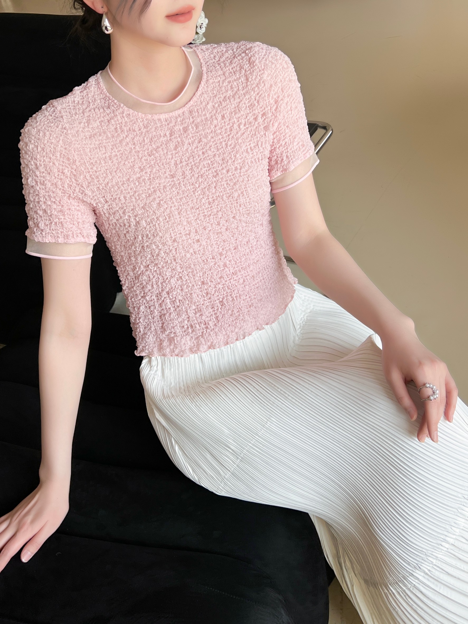 ปรับราคาลง20%!! 2MUAY รุ่น GJO1448 เสื้อพลีทคุณภาพ SMOCK PLEATED TOP 6 สี FREE SIZE