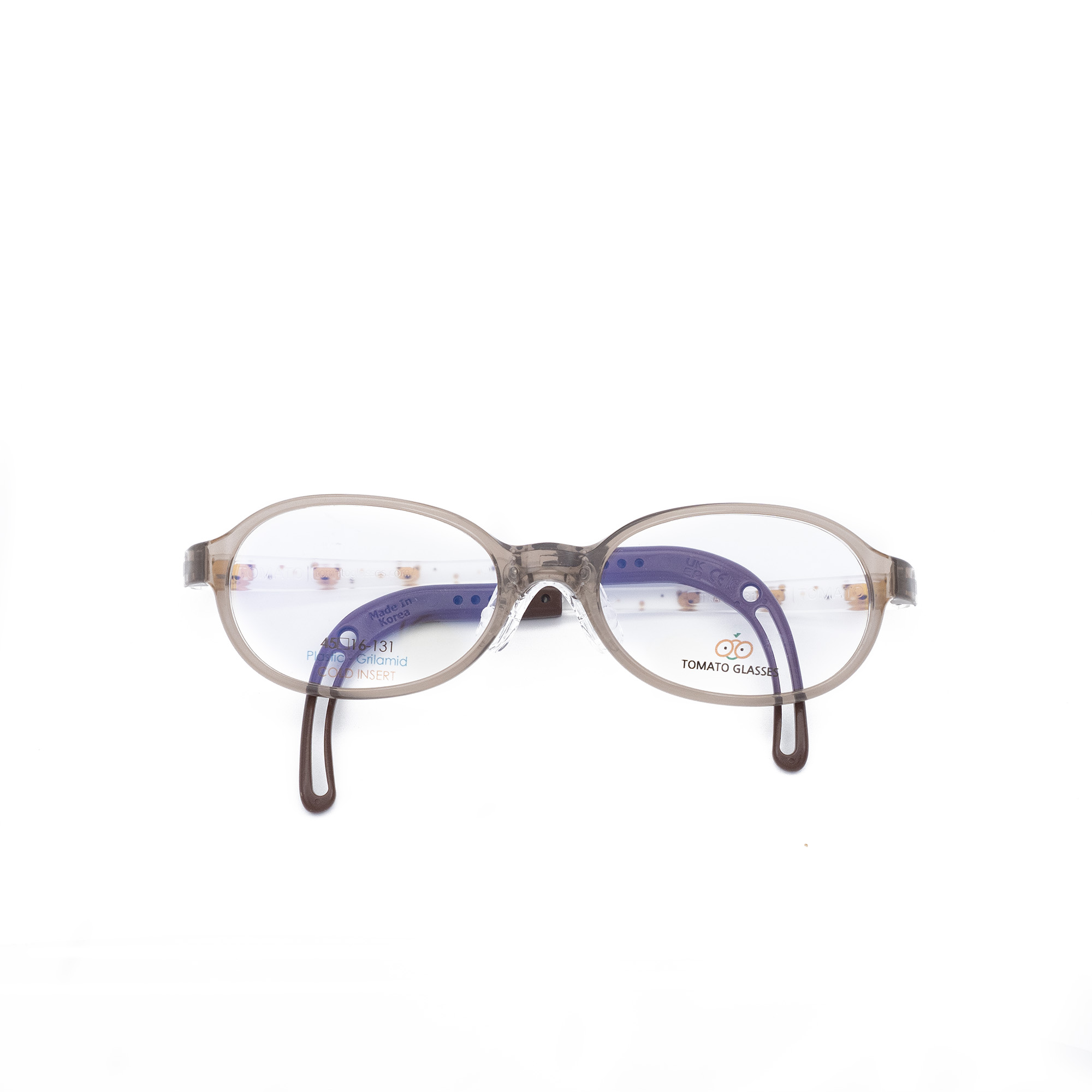 แว่นสายตาเด็กTomato Glasses TKAC27 size 45 เทา ขาลายหมี