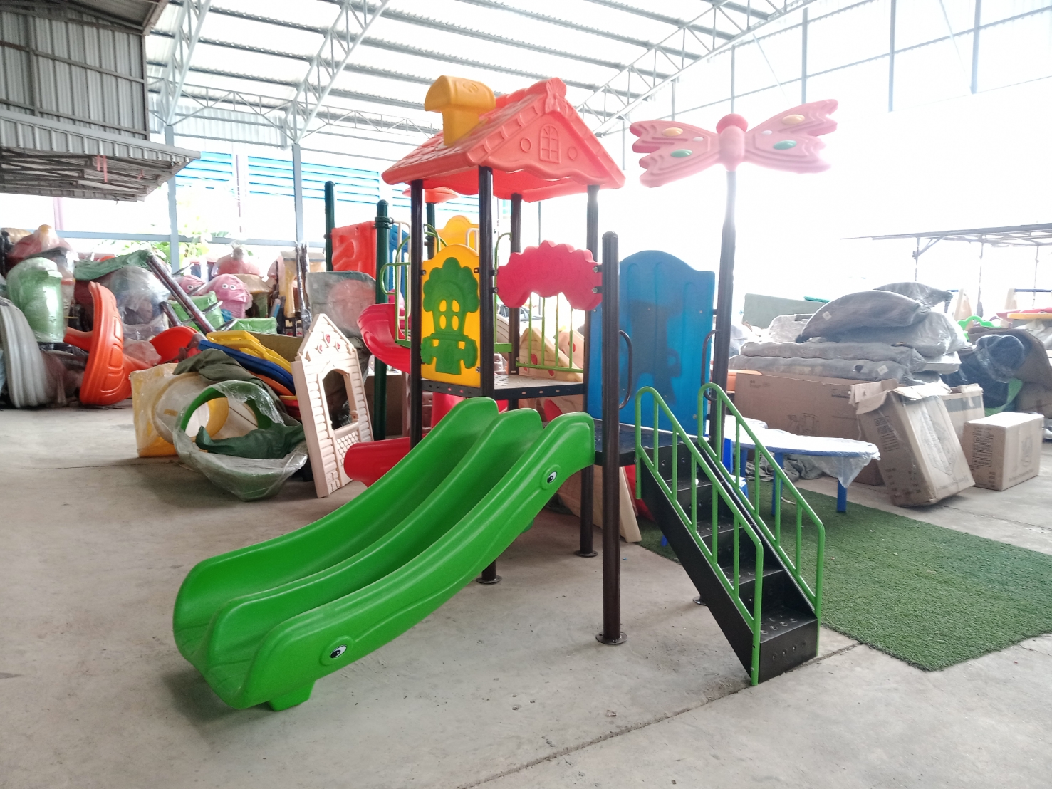 เครื่องเล่นสนาม ชุด บ้านบ้านน้อยสามสไลด์เดอร์, สนามเด็กเล่น, ของเล่นเสริมพัฒนาการ, ราคาโรงงาน, พร้อมส่ง ทำงบประมาณ70,000 บาท